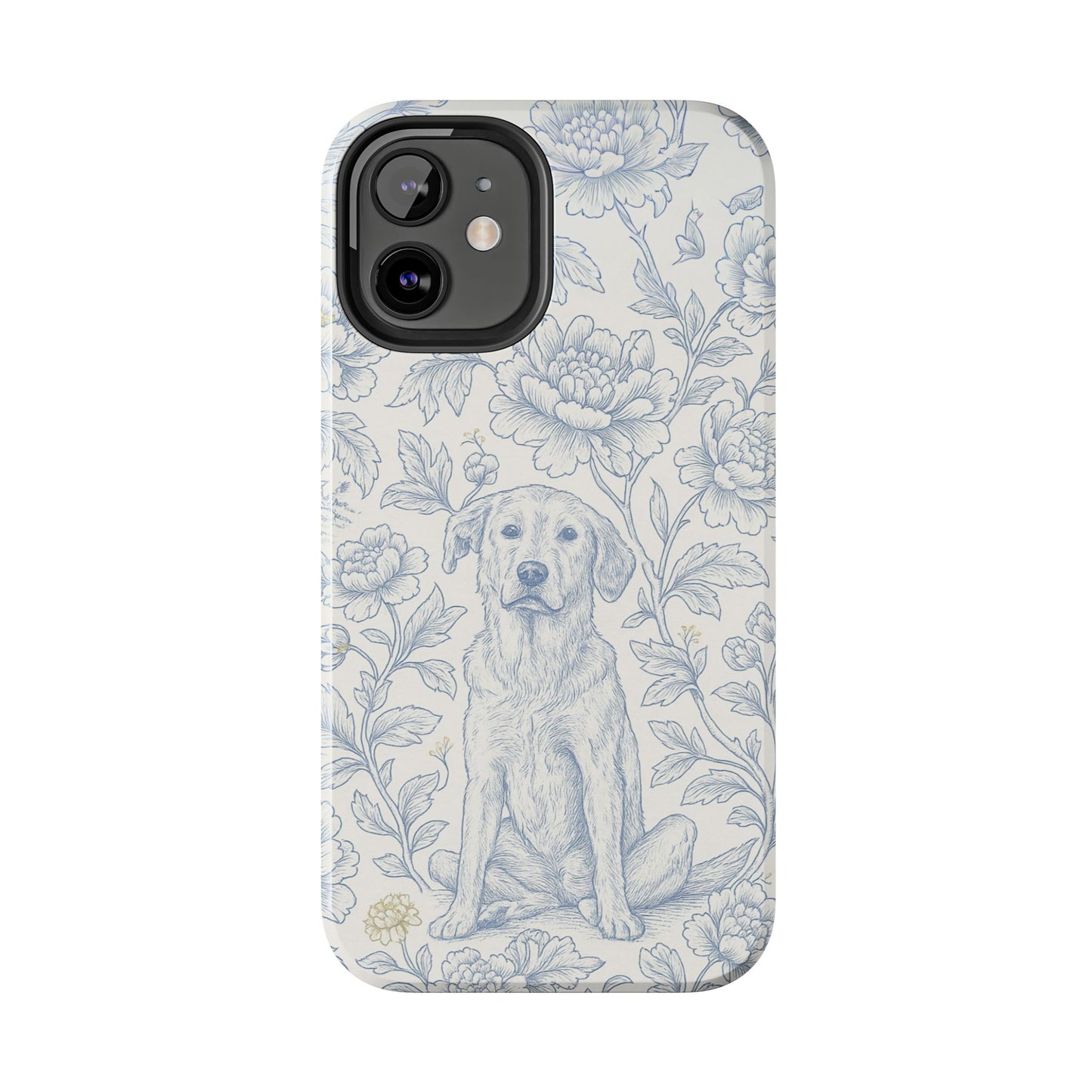 Phone Case - Custom Chinoiserie Dog Artwork in Blue and White