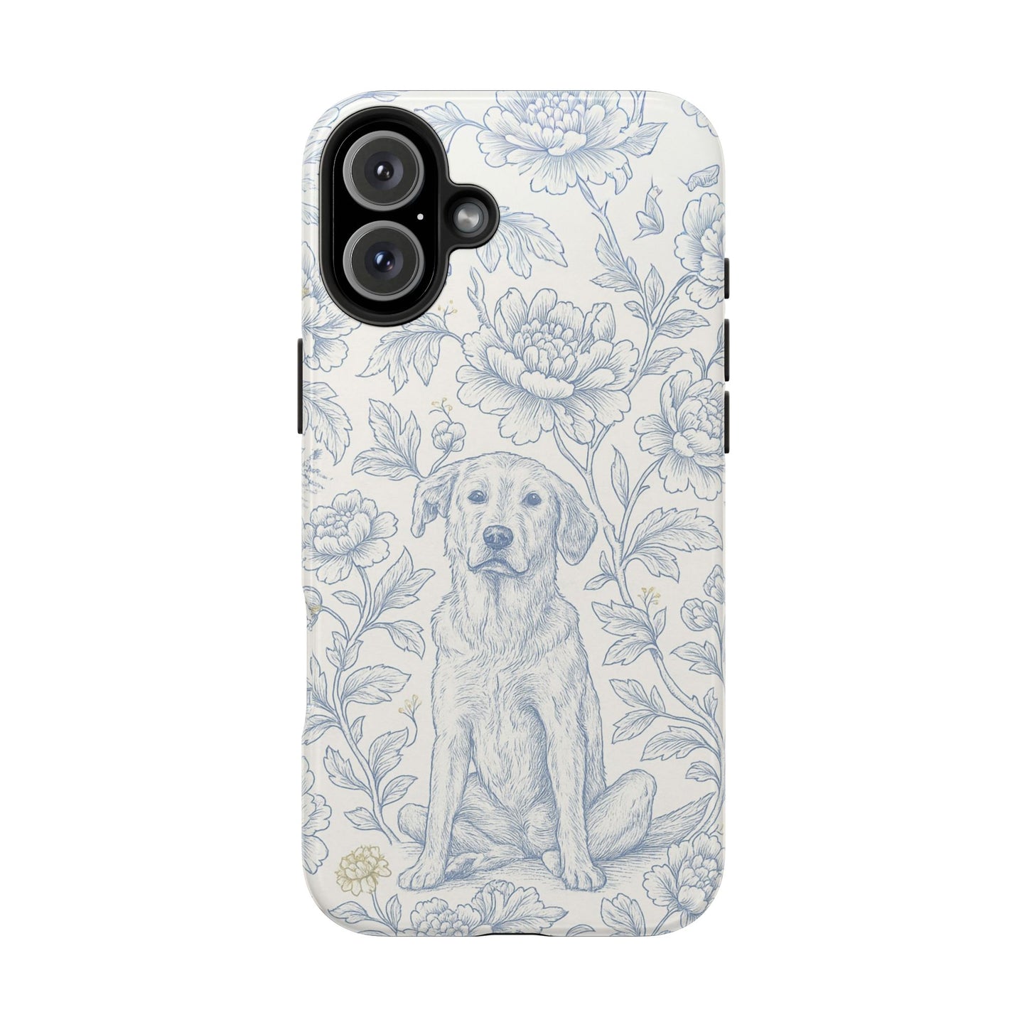 Phone Case - Custom Chinoiserie Dog Artwork in Blue and White