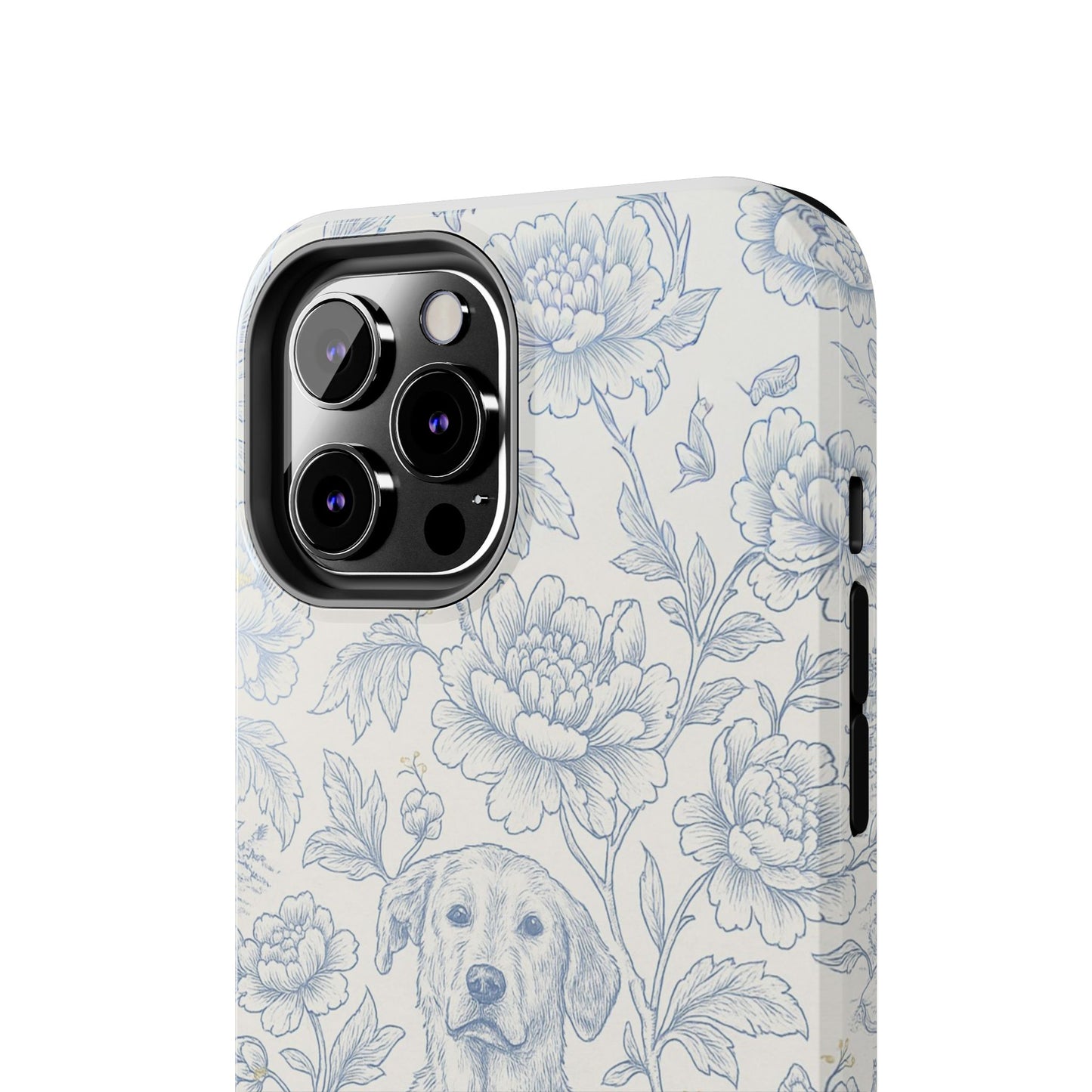 Phone Case - Custom Chinoiserie Dog Artwork in Blue and White