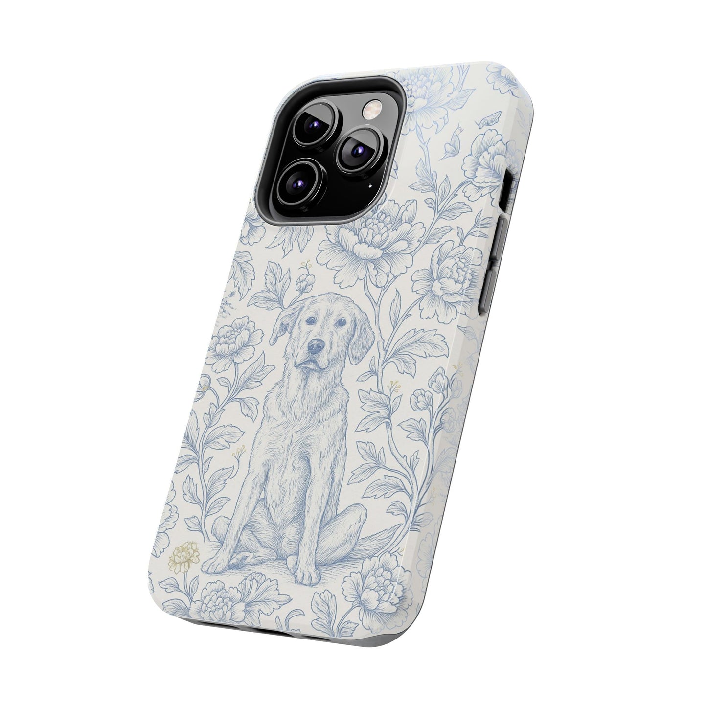 Phone Case - Custom Chinoiserie Dog Artwork in Blue and White