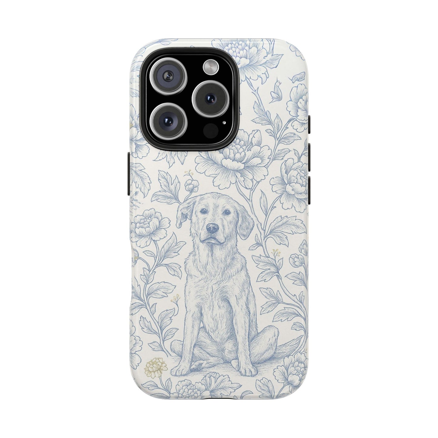 Phone Case - Custom Chinoiserie Dog Artwork in Blue and White