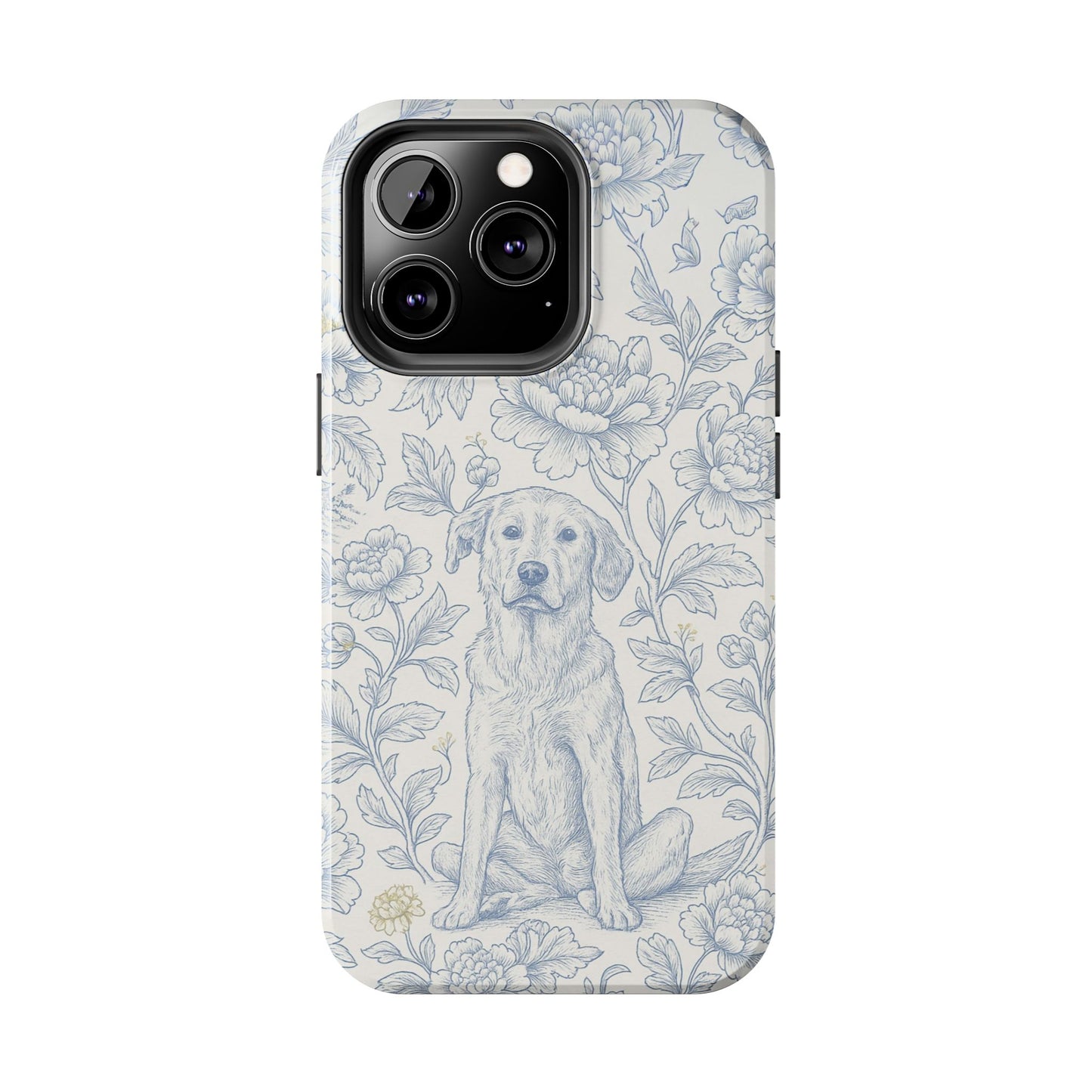 Phone Case - Custom Chinoiserie Dog Artwork in Blue and White