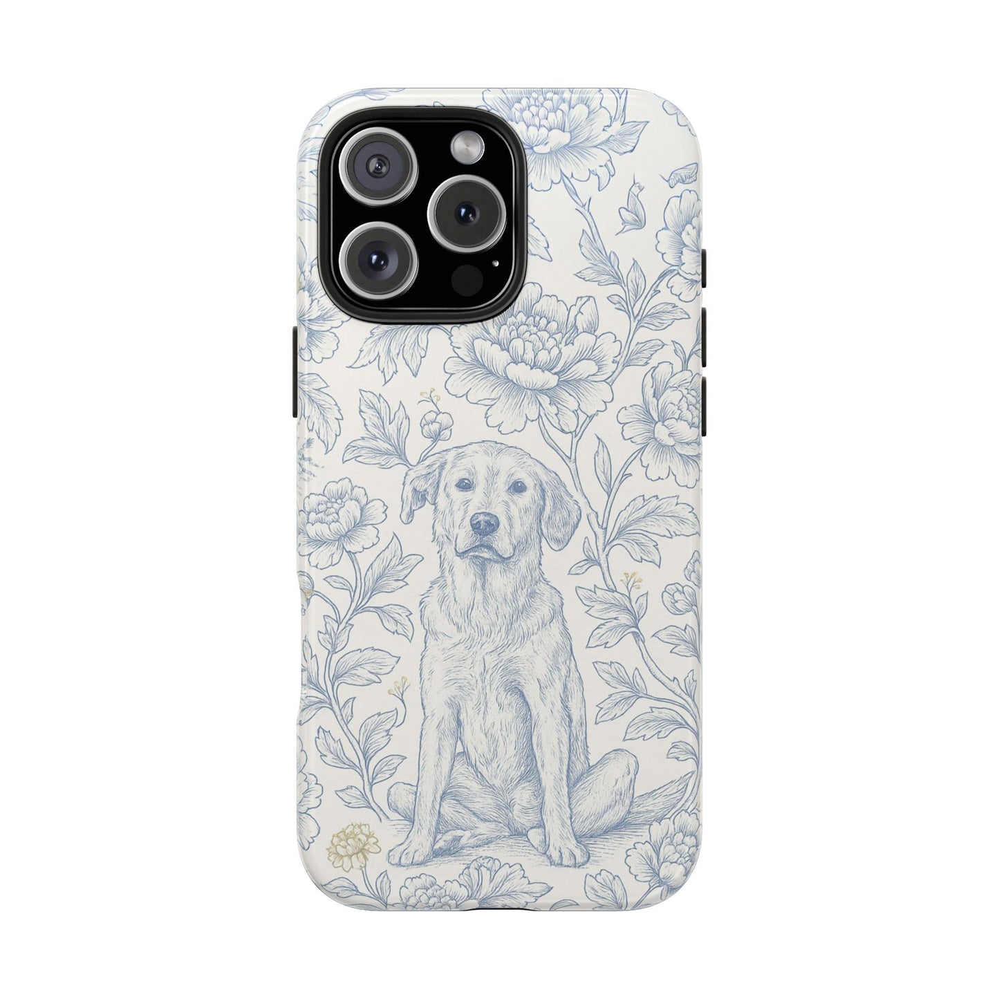Phone Case - Custom Chinoiserie Dog Artwork in Blue and White