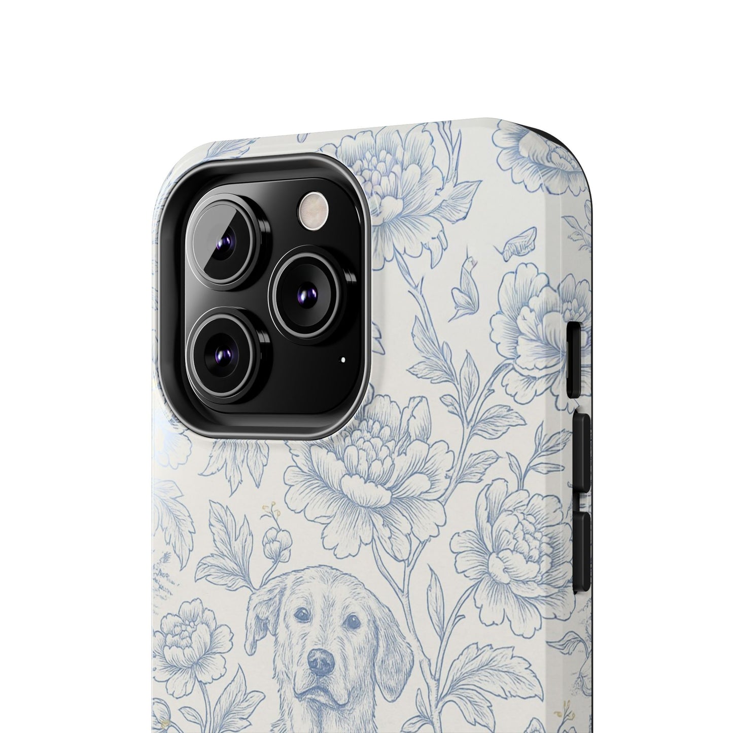 Phone Case - Custom Chinoiserie Dog Artwork in Blue and White
