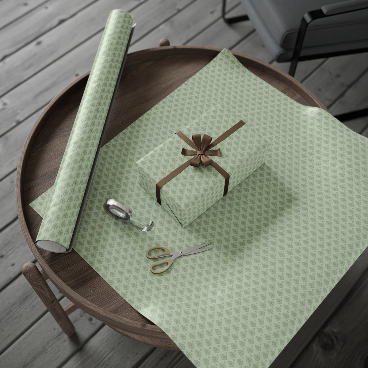 Green on Green Block Print Gift Wrap