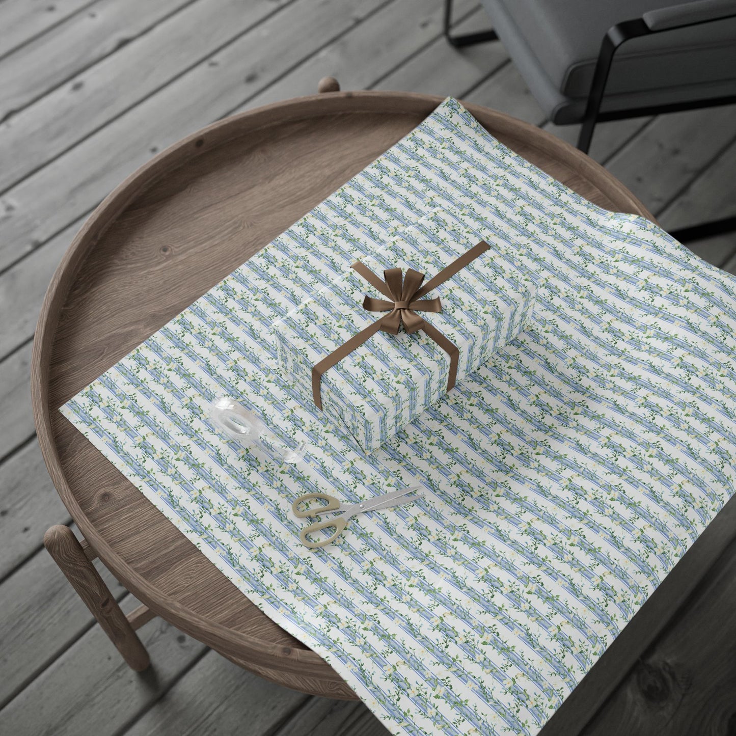 Carolina Stripes and Flowers Wrapping Paper
