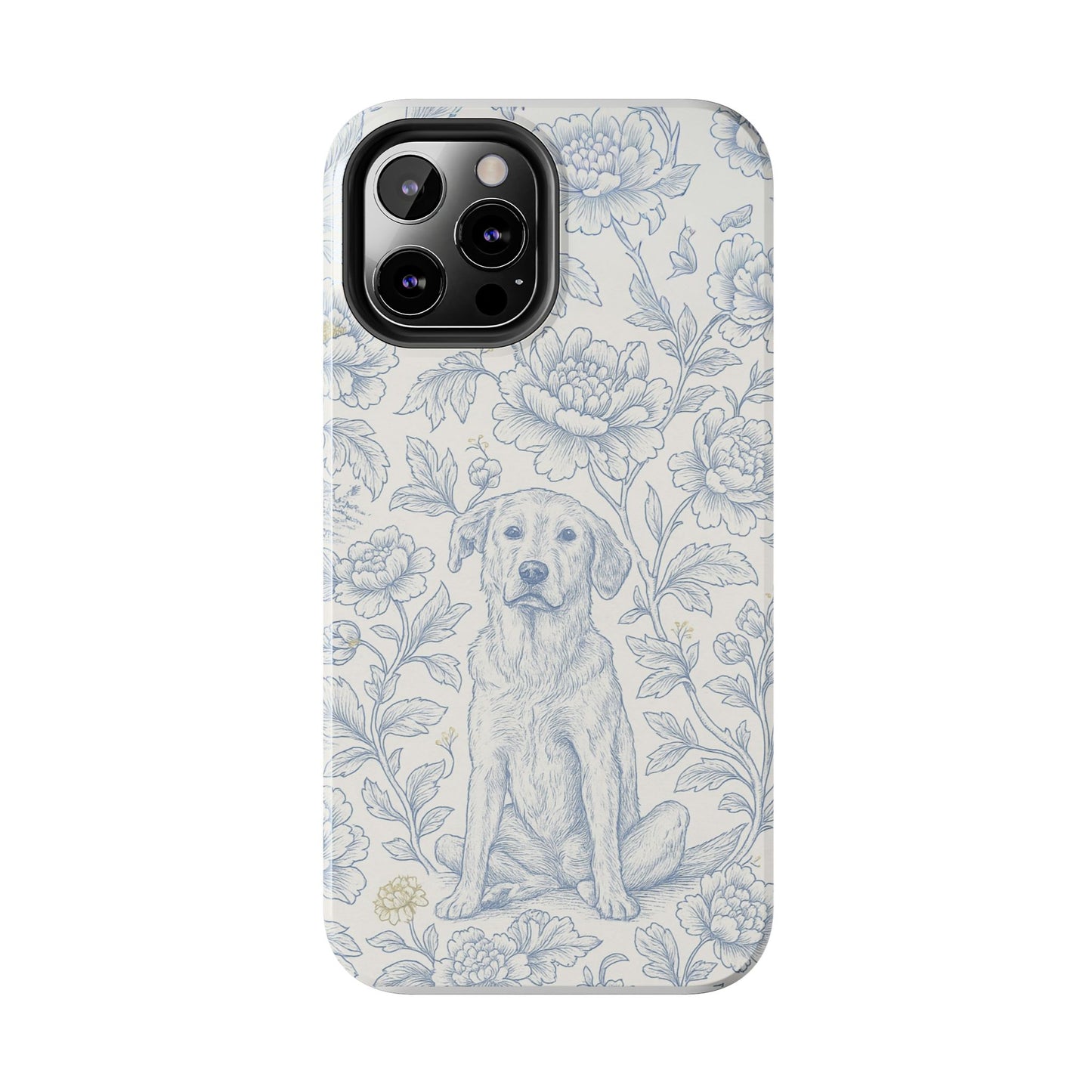 Phone Case - Custom Chinoiserie Dog Artwork in Blue and White
