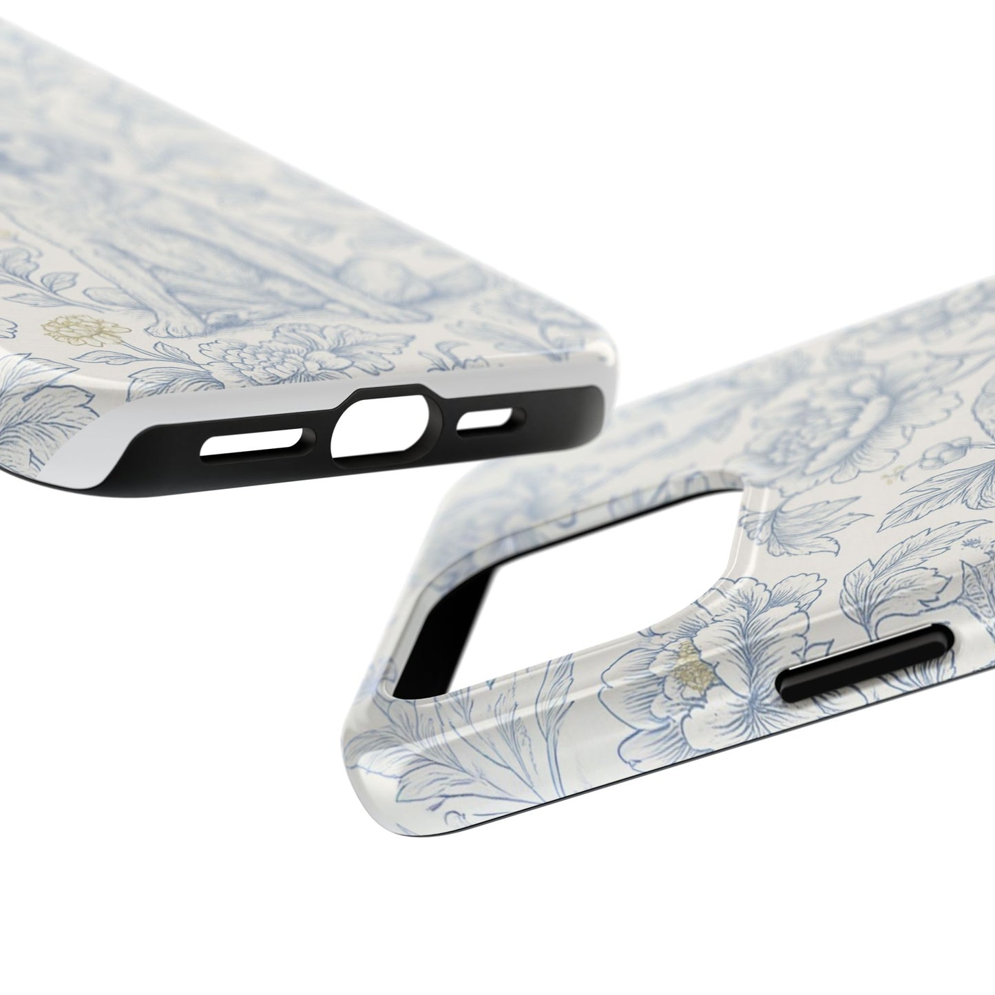 Phone Case - Custom Chinoiserie Dog Artwork in Blue and White