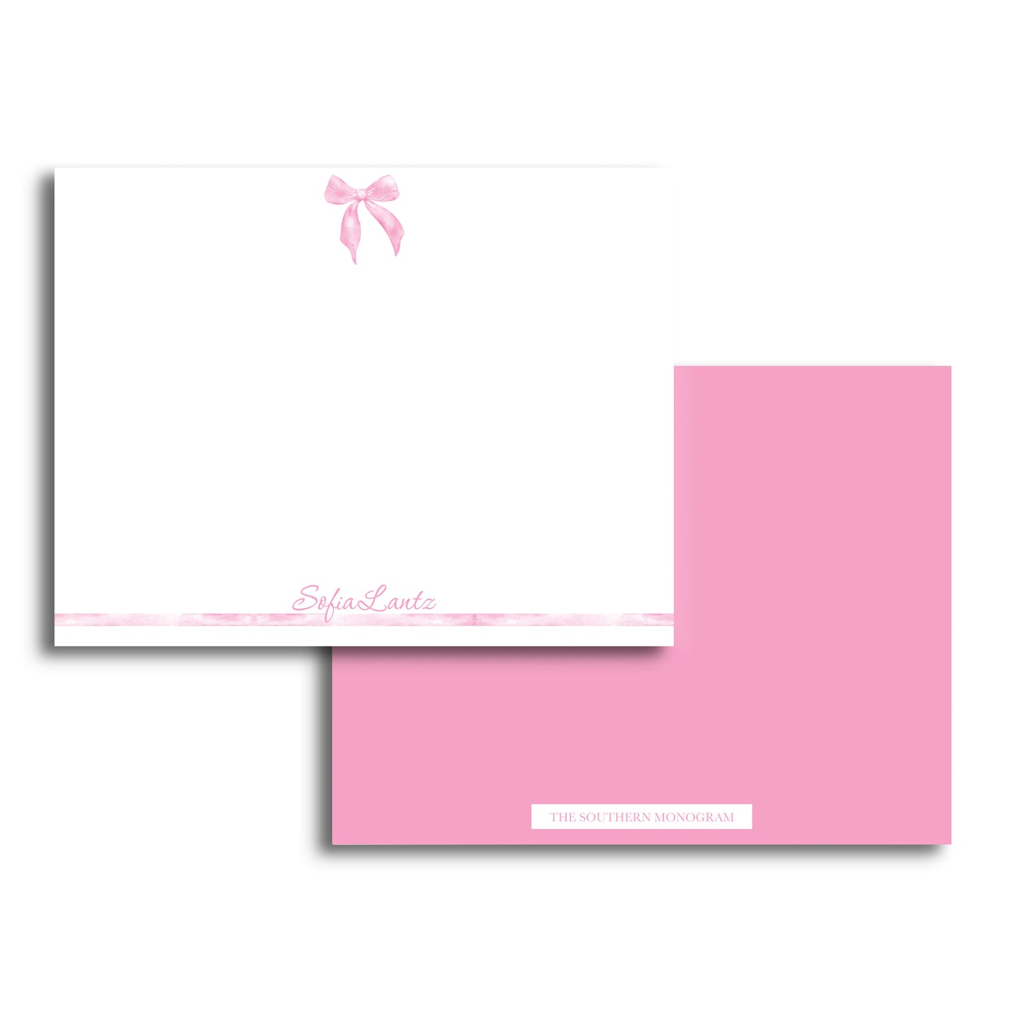 Pink Watercolor Bow Notecard