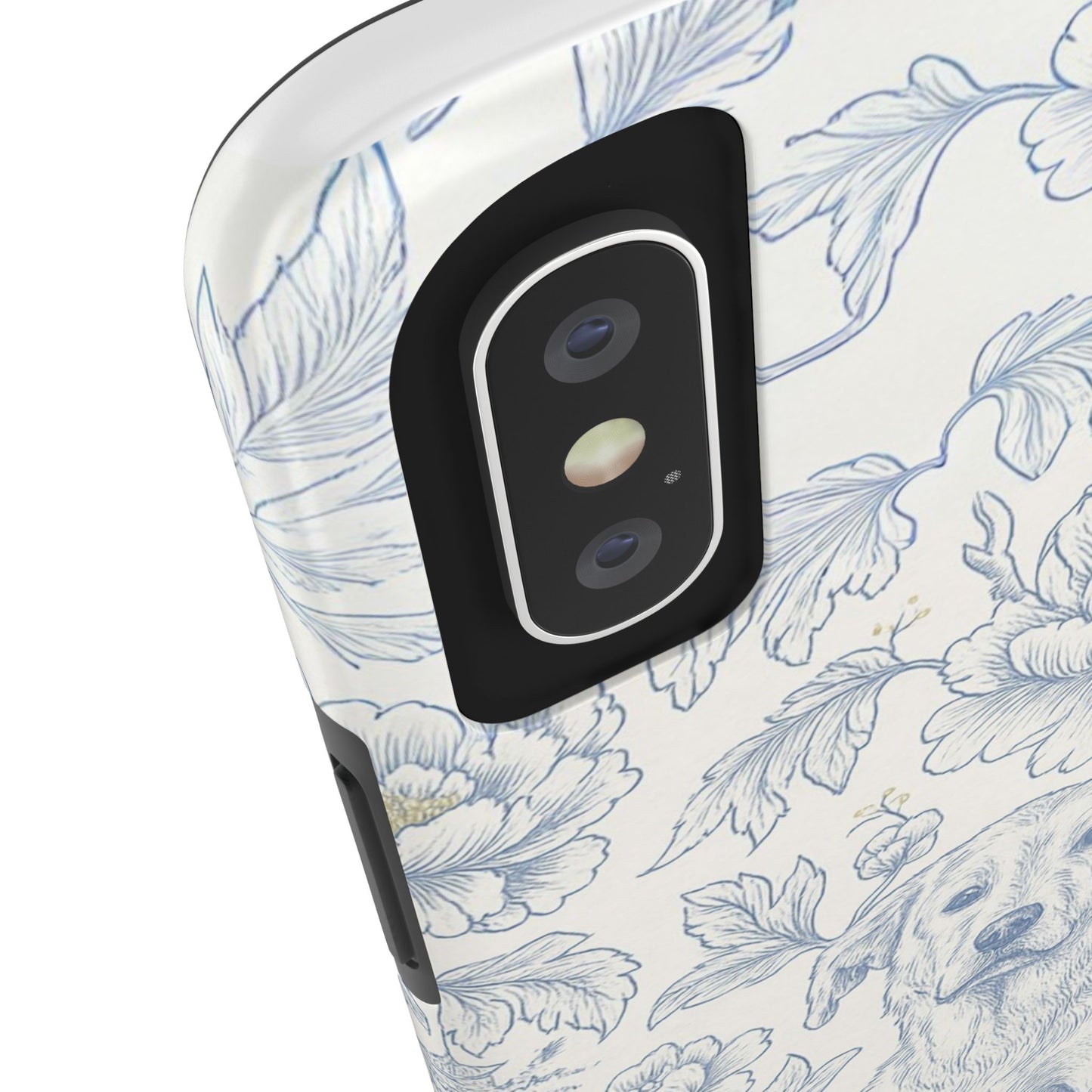 Phone Case - Custom Chinoiserie Dog Artwork in Blue and White