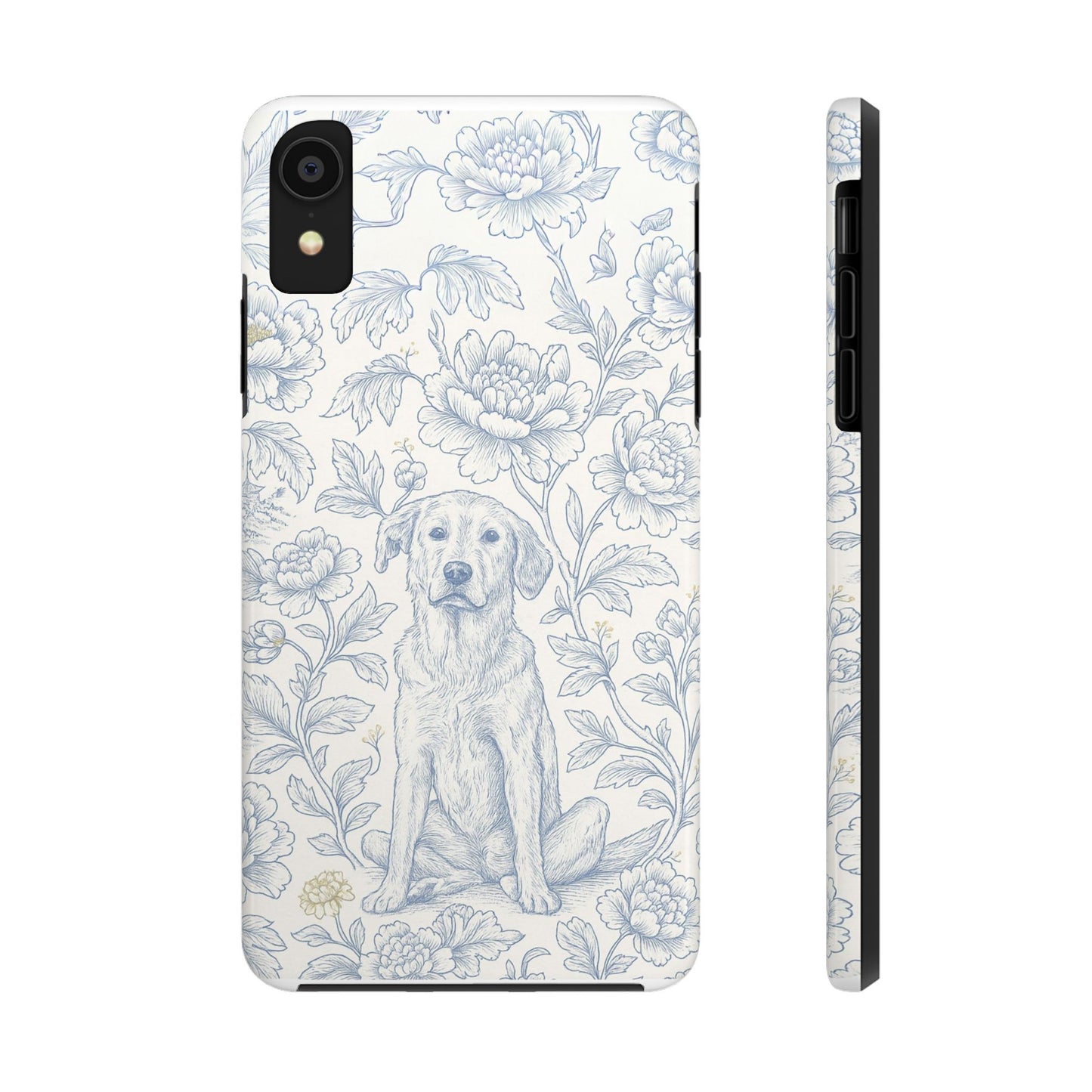 Phone Case - Custom Chinoiserie Dog Artwork in Blue and White