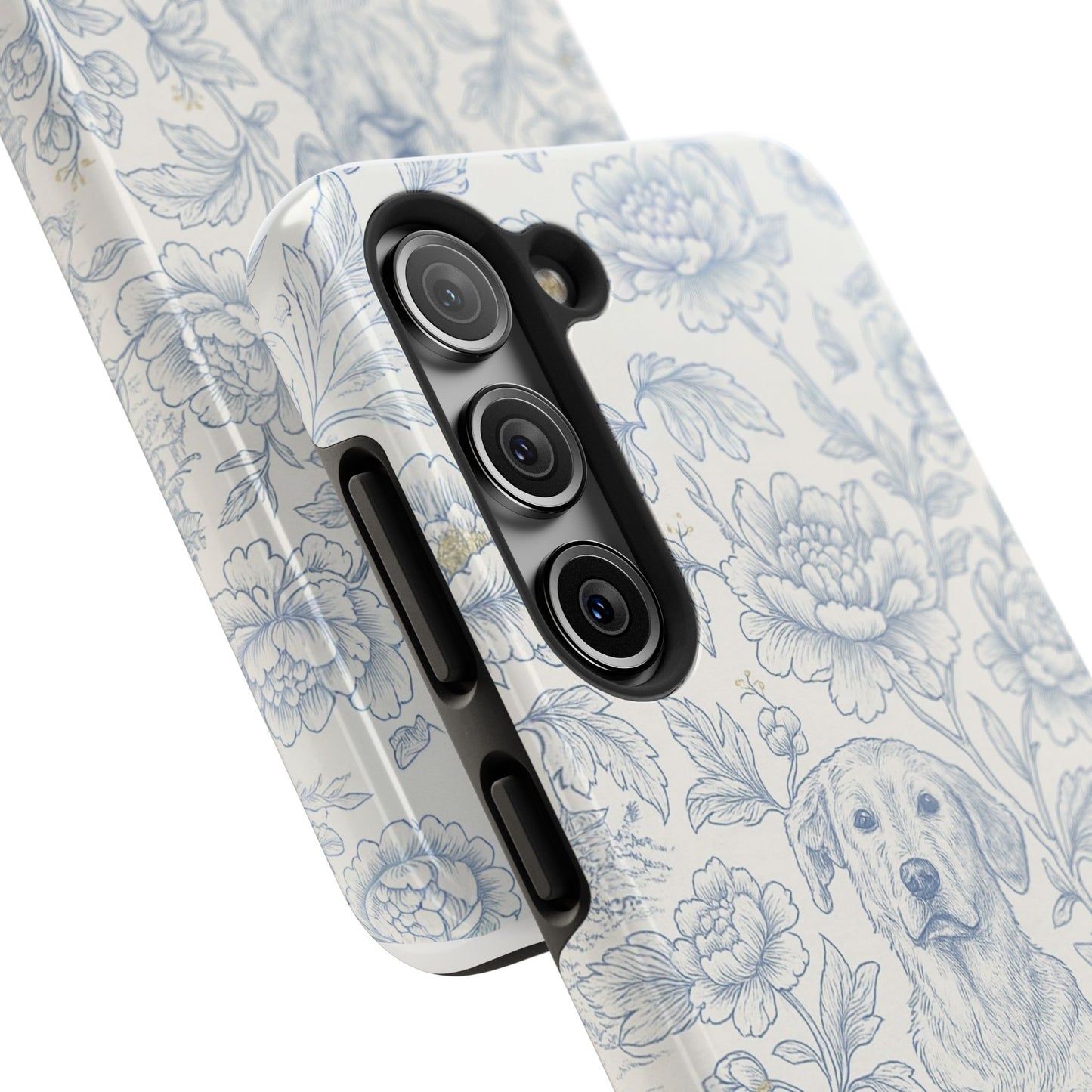 Phone Case - Custom Chinoiserie Dog Artwork in Blue and White