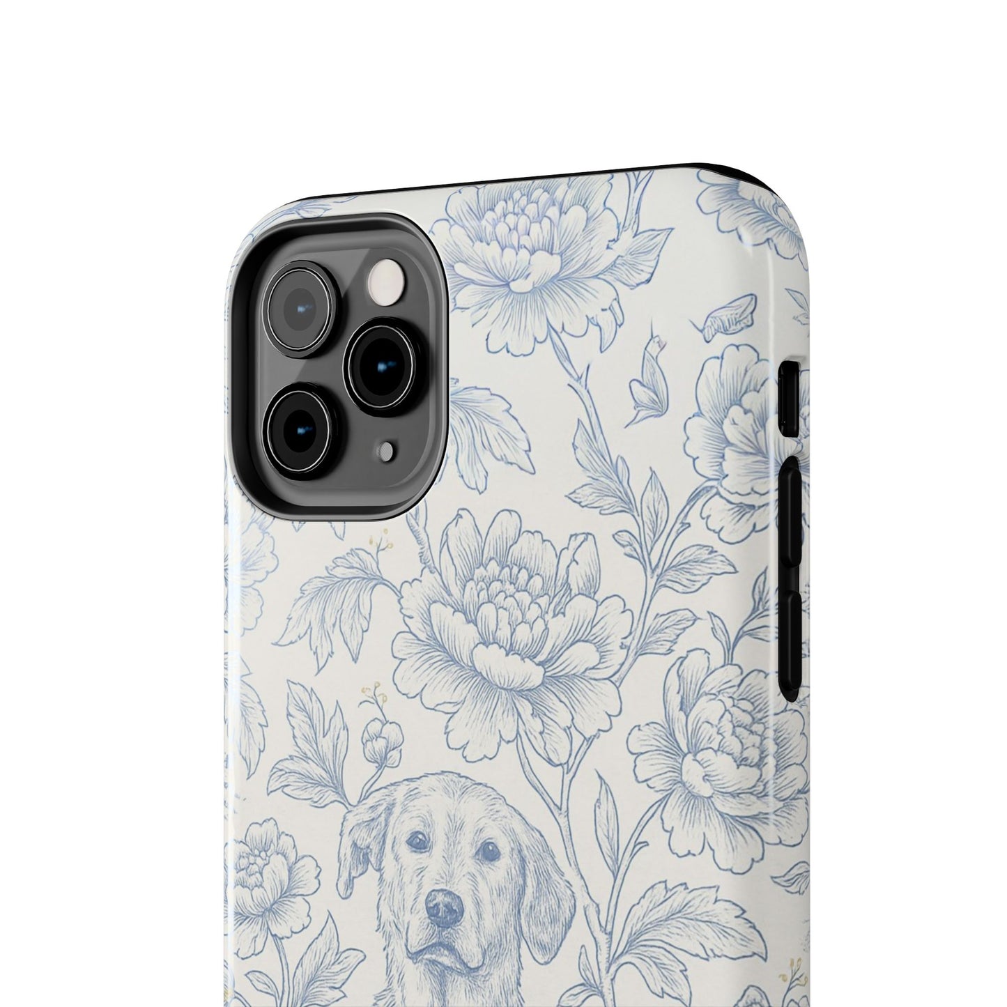 Phone Case - Custom Chinoiserie Dog Artwork in Blue and White