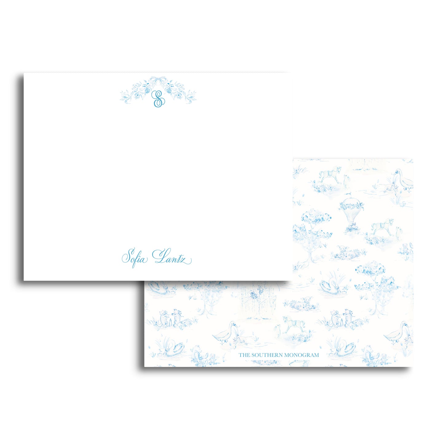 Blue Nursery Toile Notecard