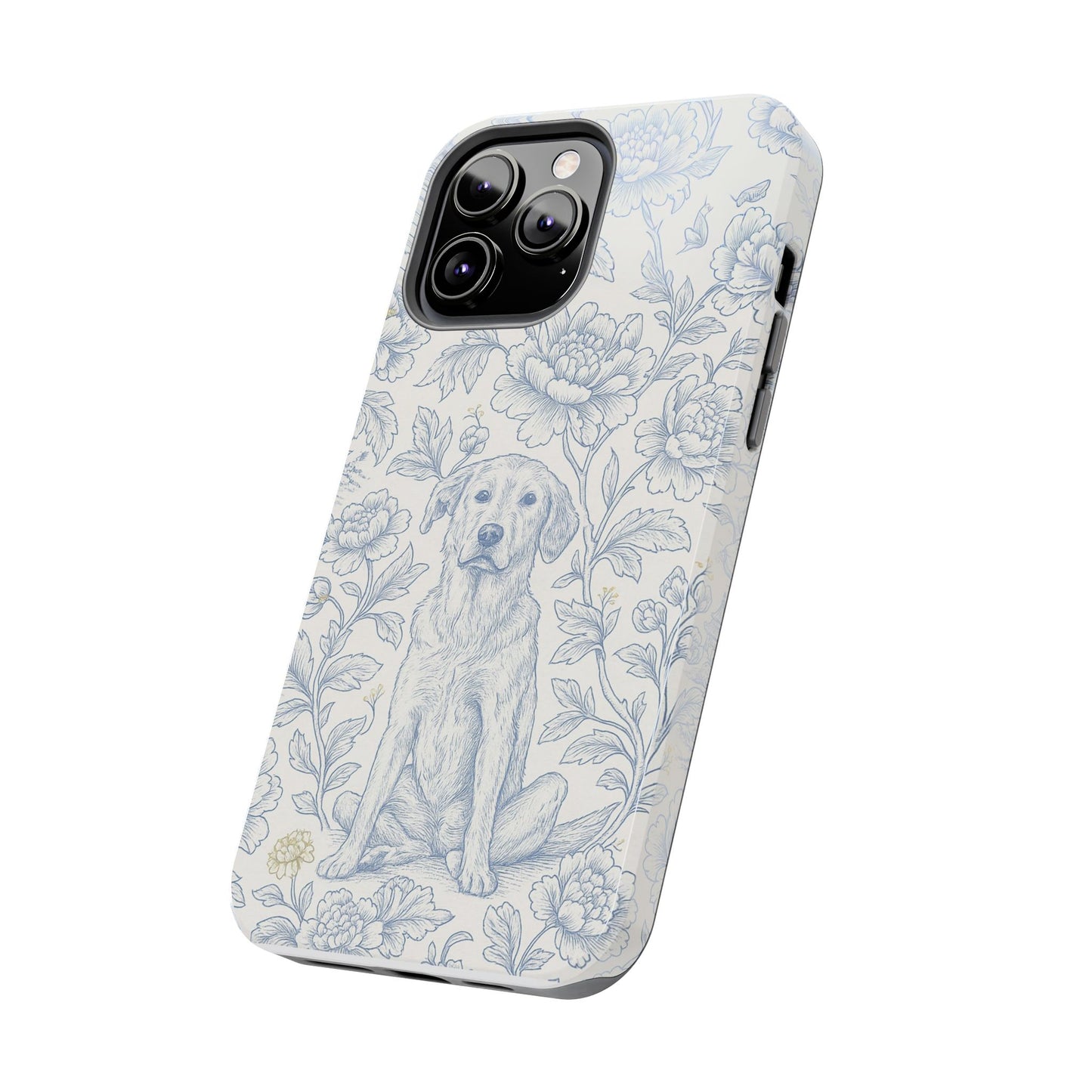 Phone Case - Custom Chinoiserie Dog Artwork in Blue and White