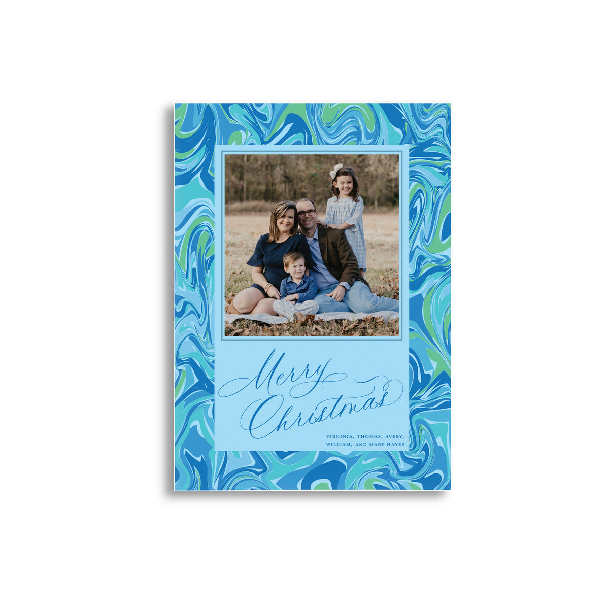 Blue Lagoon Marble Holiday Card