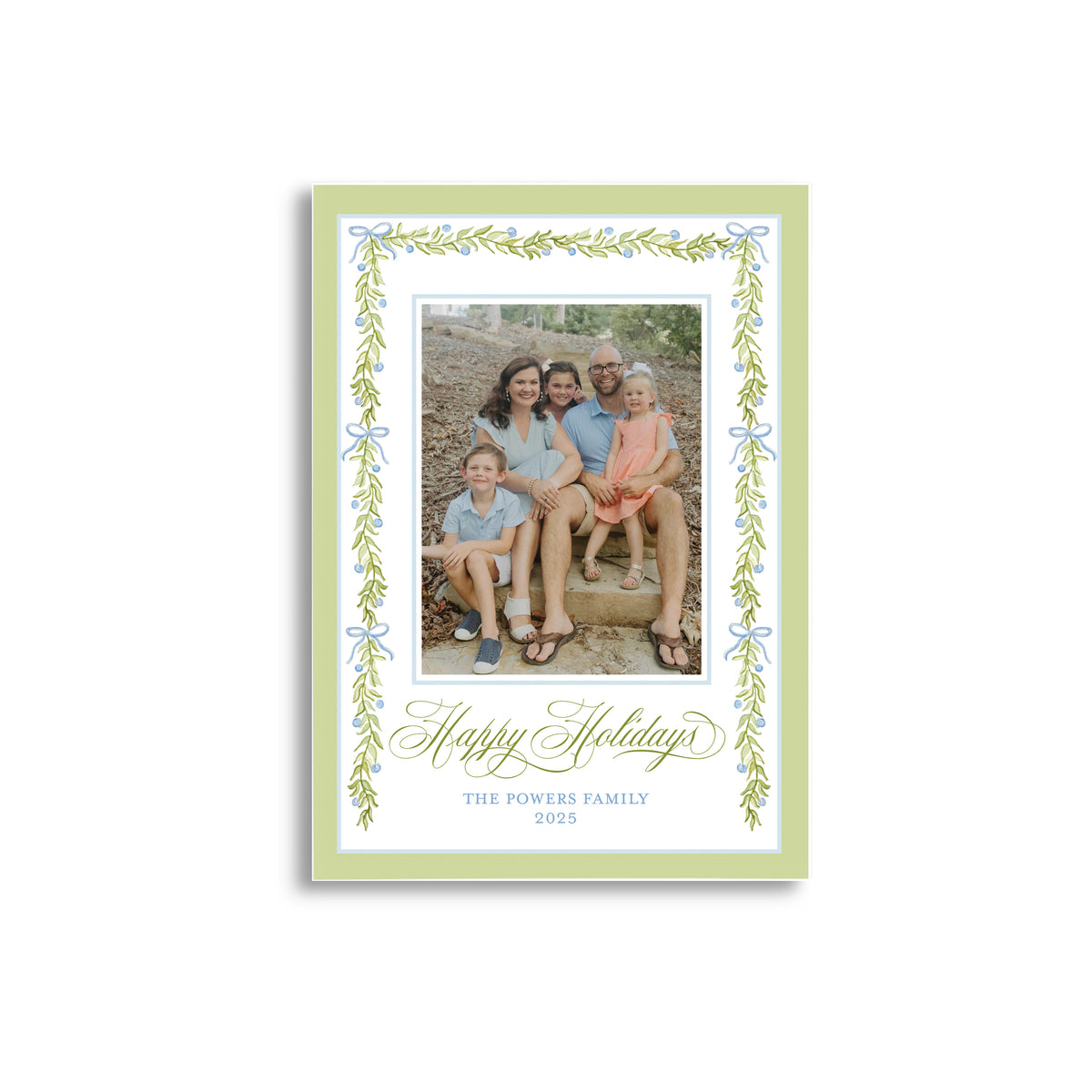 Garland & Bows Green Holiday Card