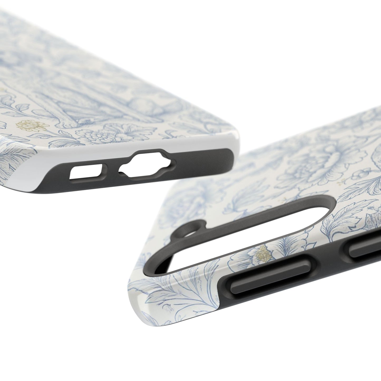 Phone Case - Custom Chinoiserie Dog Artwork in Blue and White