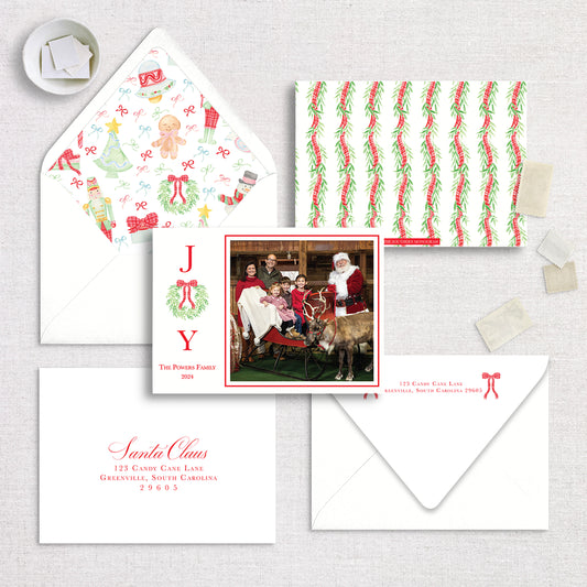 Joy Wreath Horizontal Holiday Card