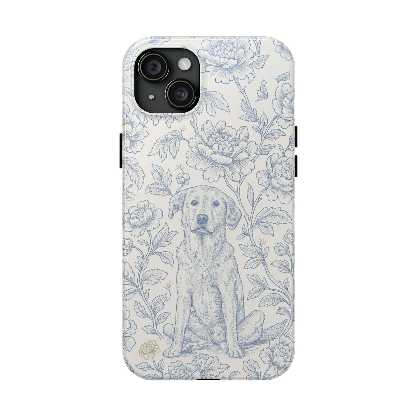 Phone Case - Custom Chinoiserie Dog Artwork in Blue and White
