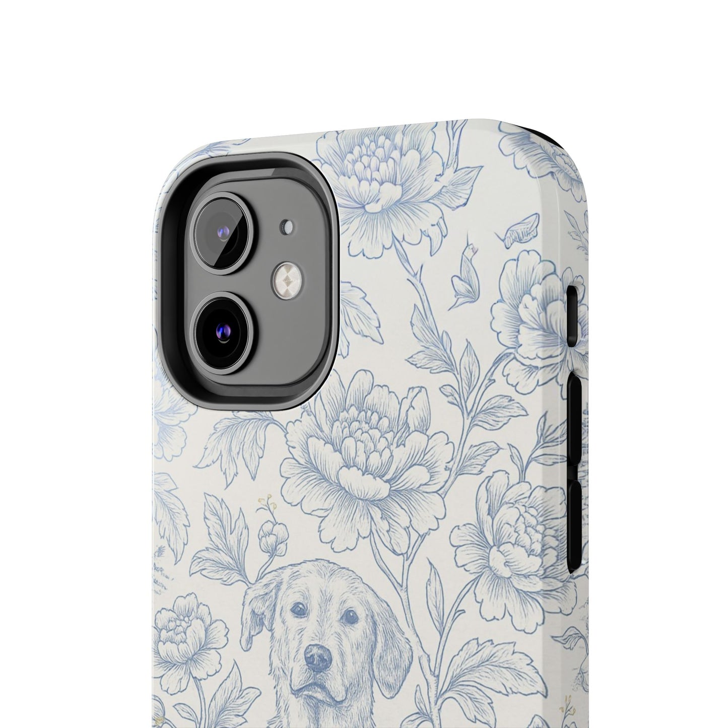 Phone Case - Custom Chinoiserie Dog Artwork in Blue and White