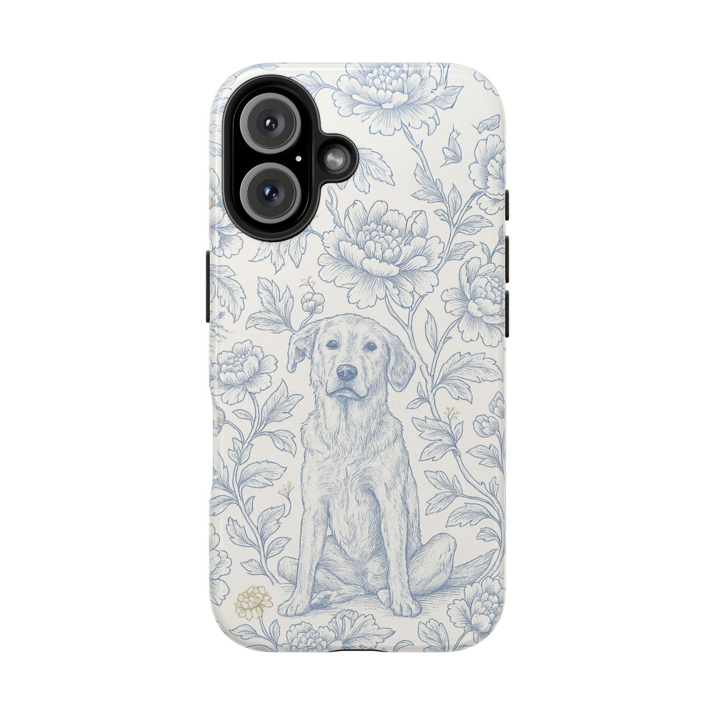 Phone Case - Custom Chinoiserie Dog Artwork in Blue and White
