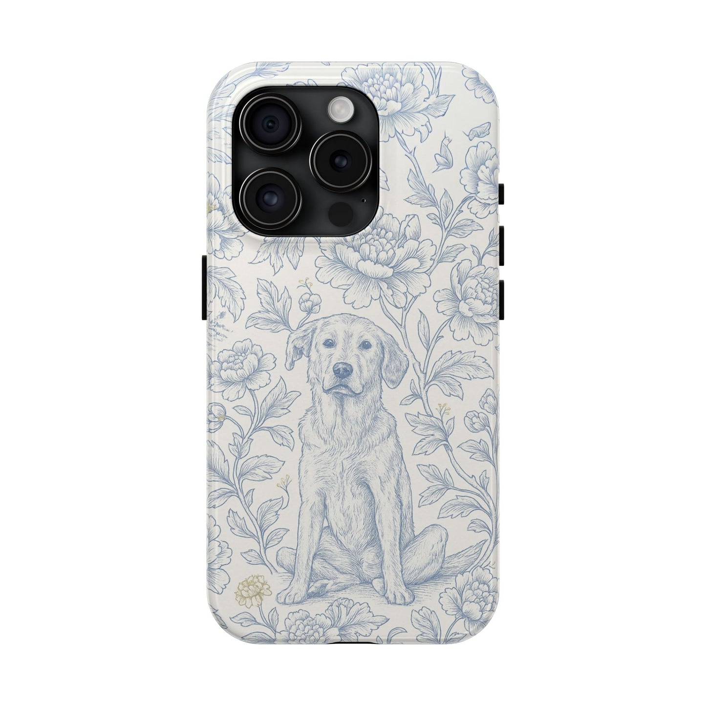 Phone Case - Custom Chinoiserie Dog Artwork in Blue and White
