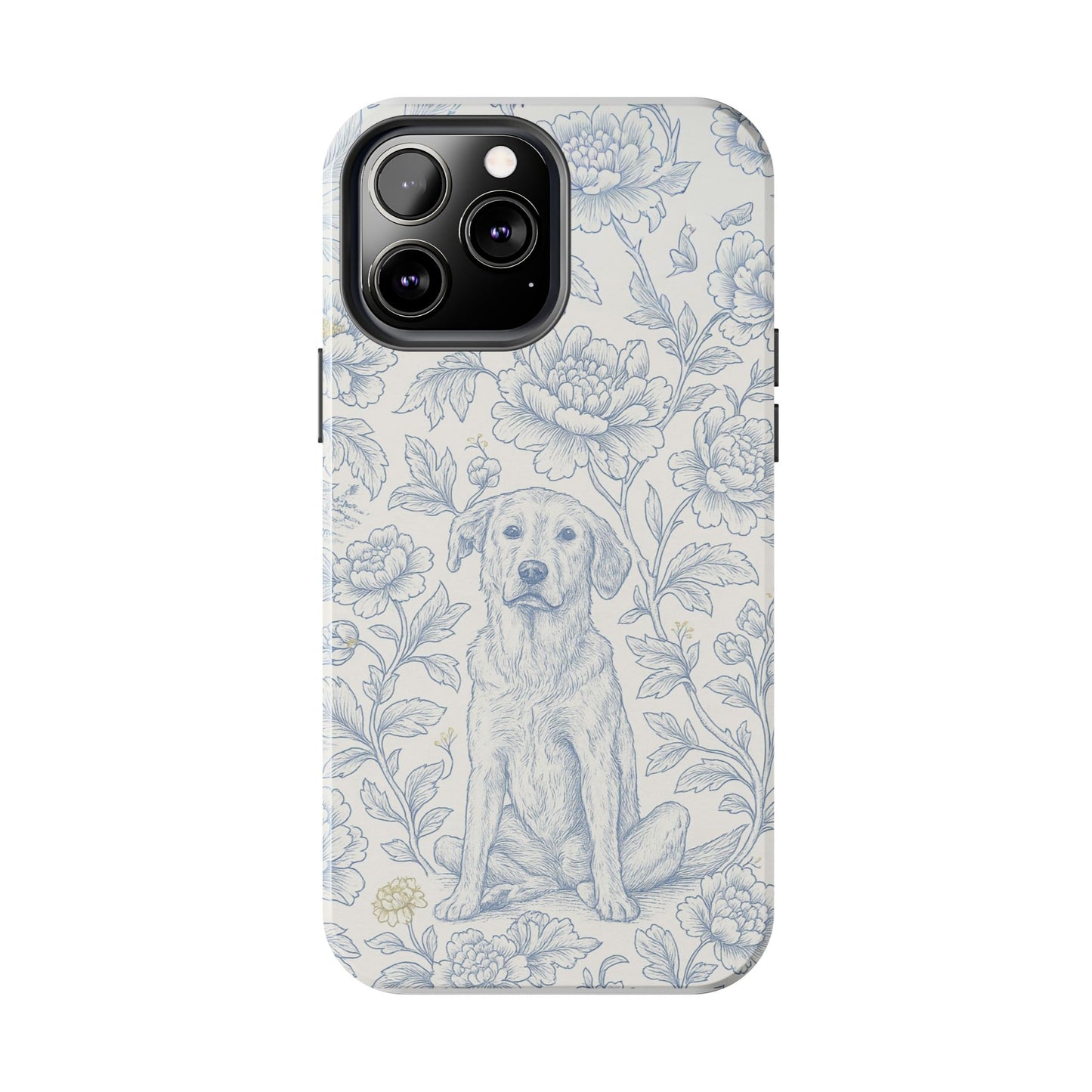 Phone Case - Custom Chinoiserie Dog Artwork in Blue and White