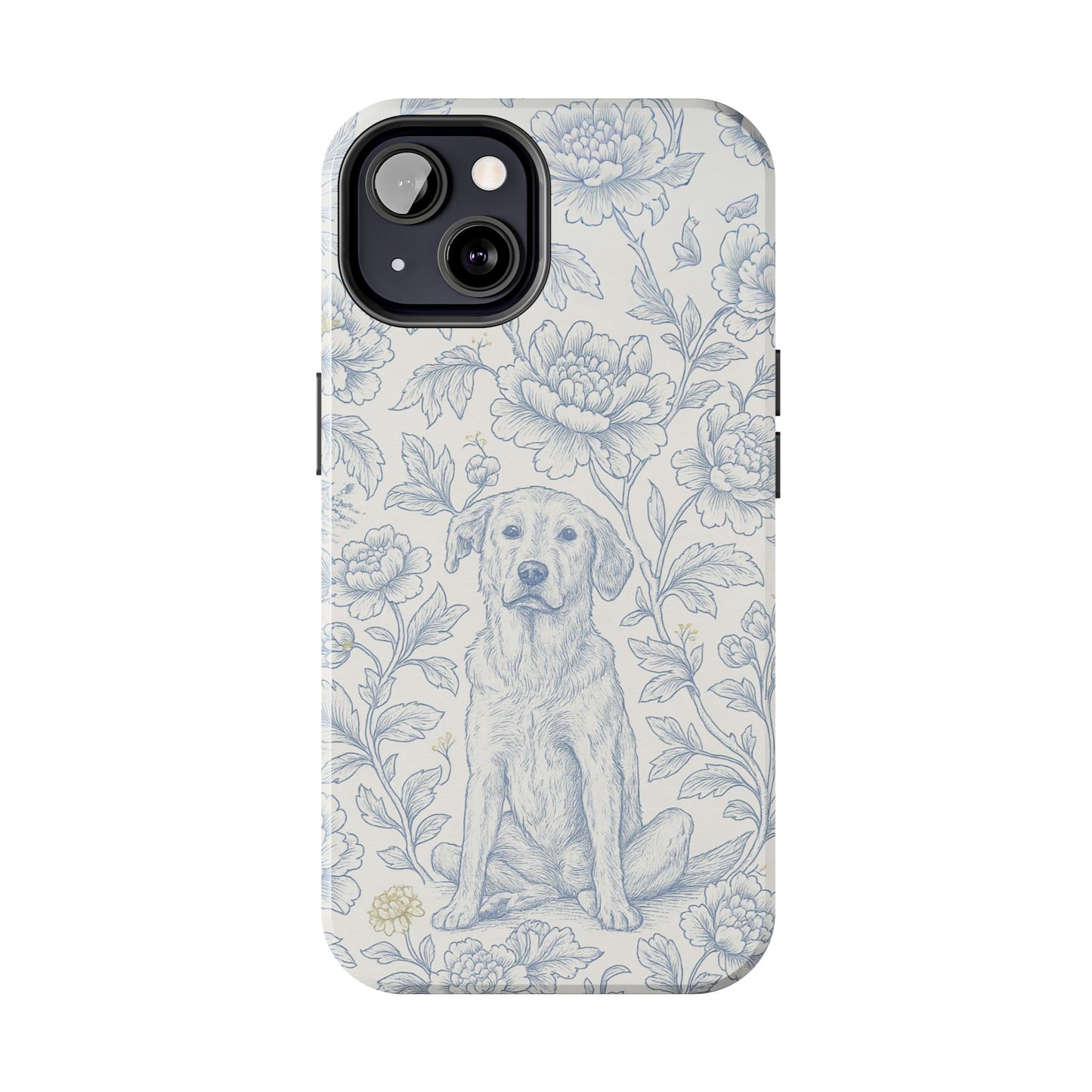Phone Case - Custom Chinoiserie Dog Artwork in Blue and White