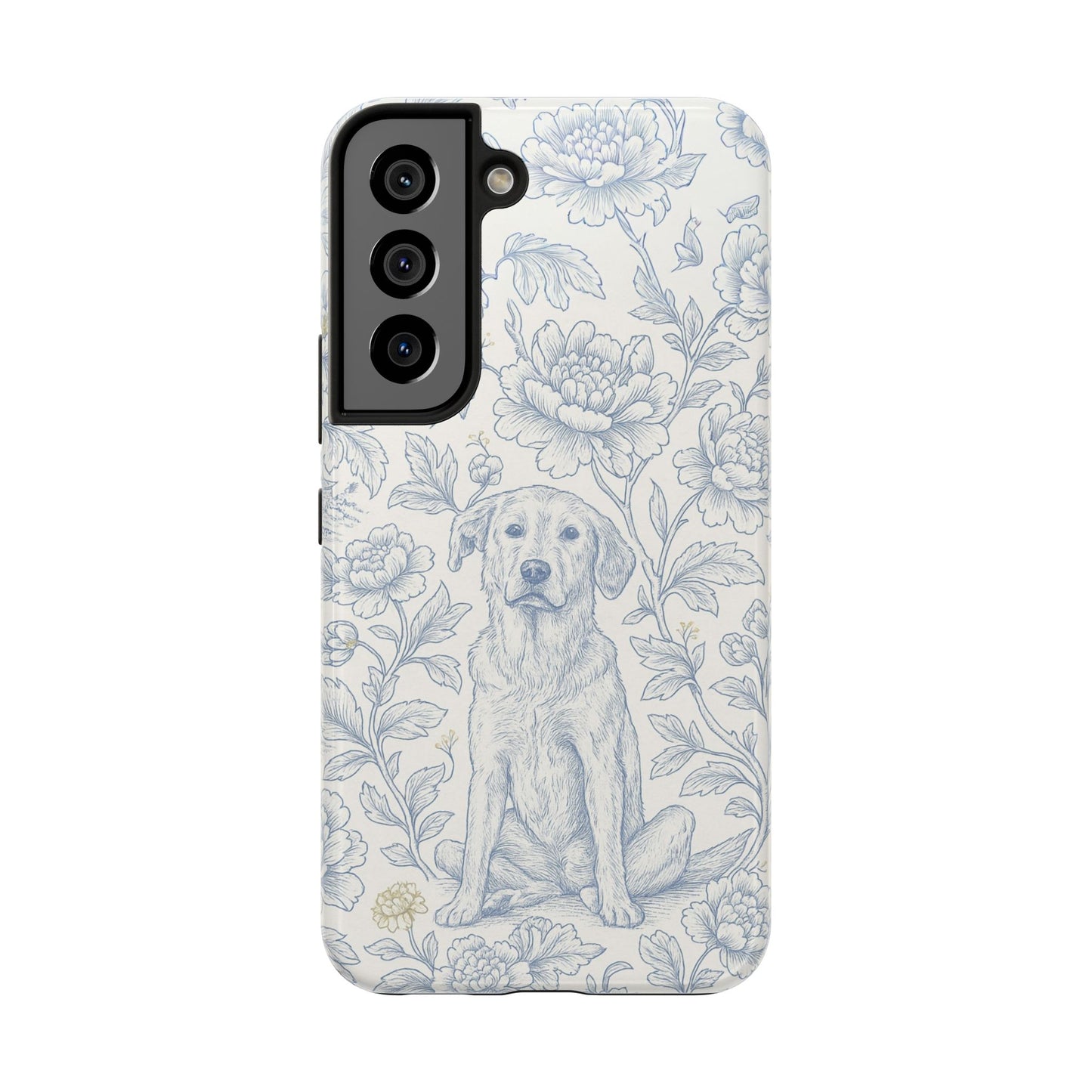 Phone Case - Custom Chinoiserie Dog Artwork in Blue and White