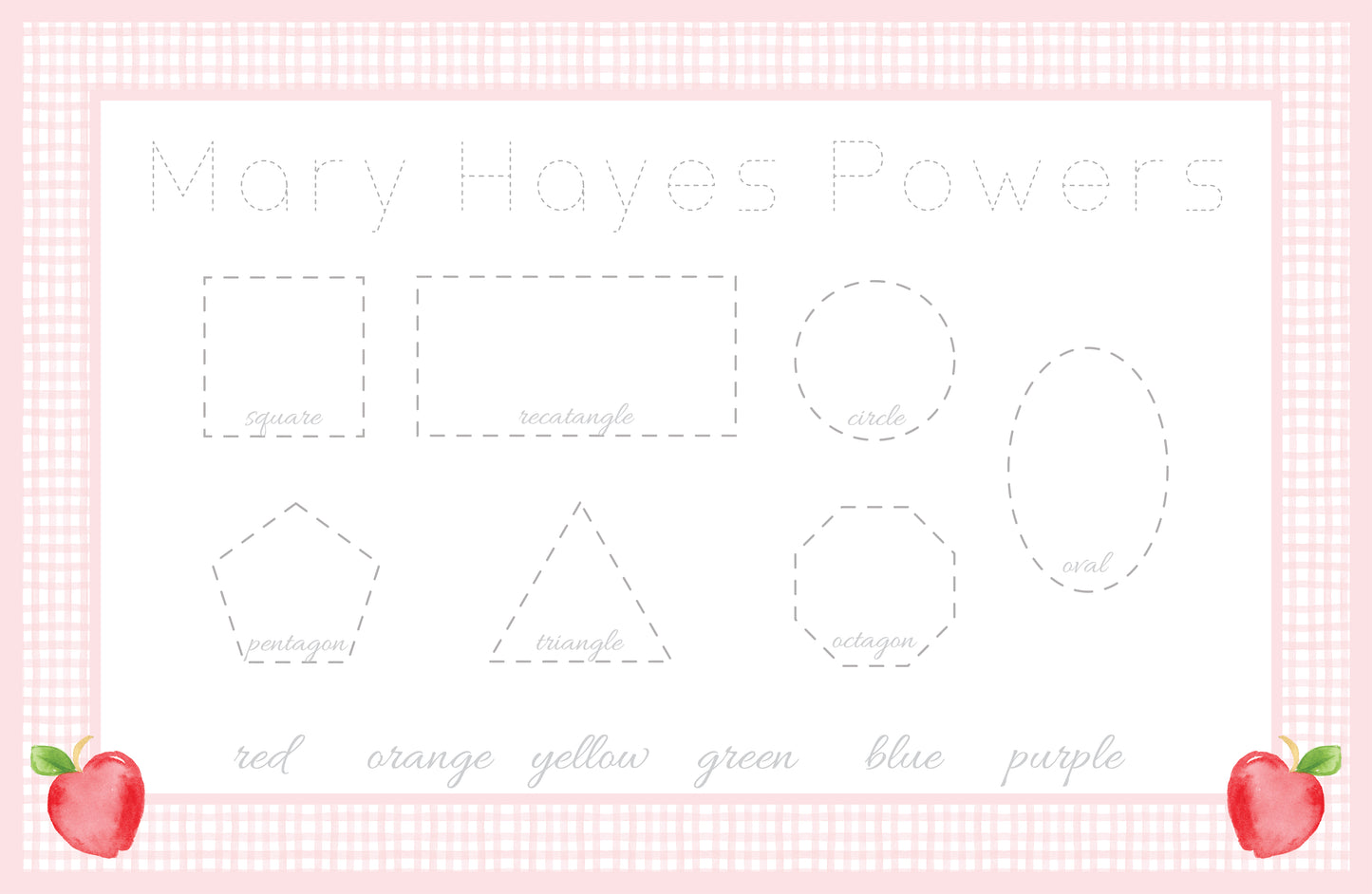 Pink Gingham and Apples Placemat