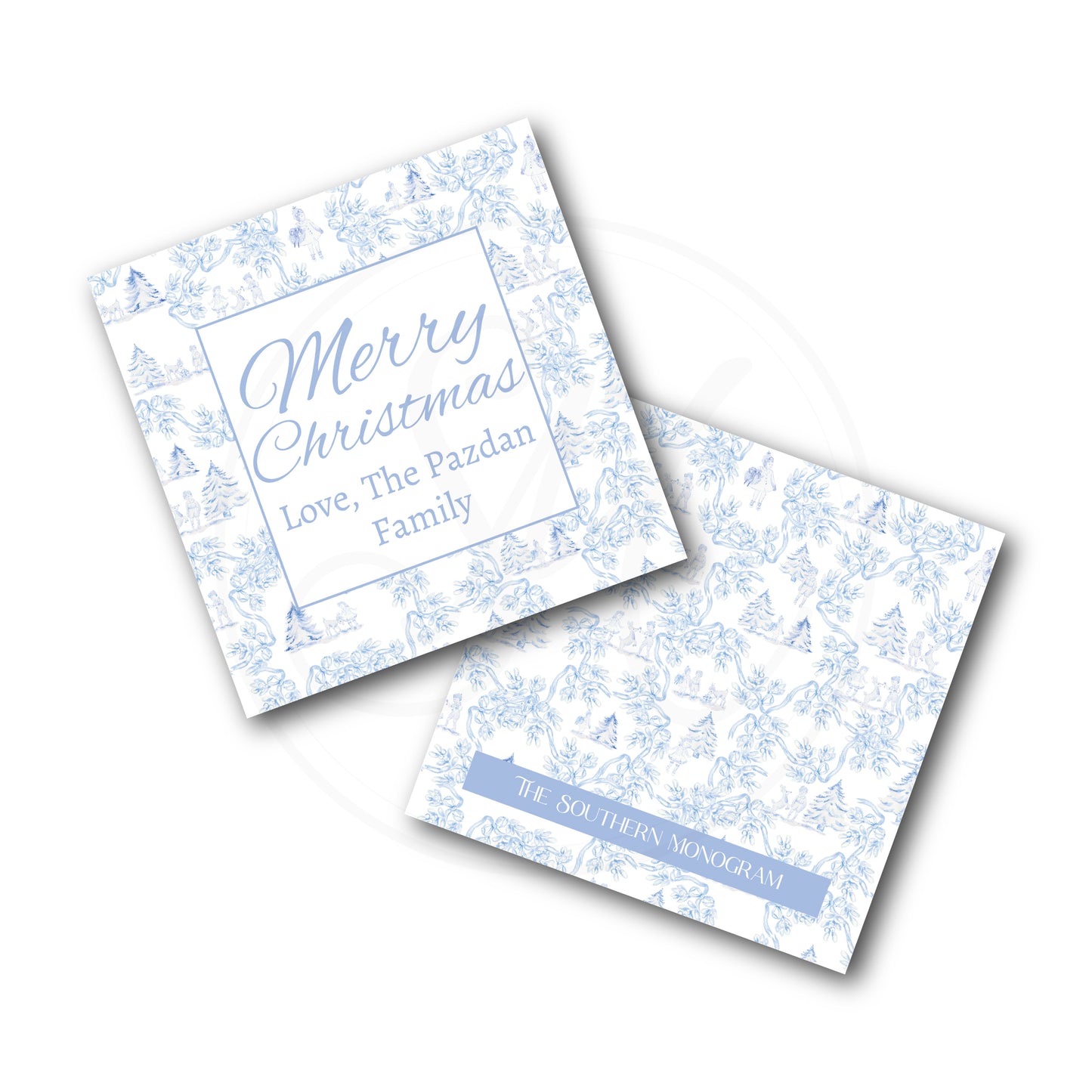 Blue Reindeer Toile Gift Tags