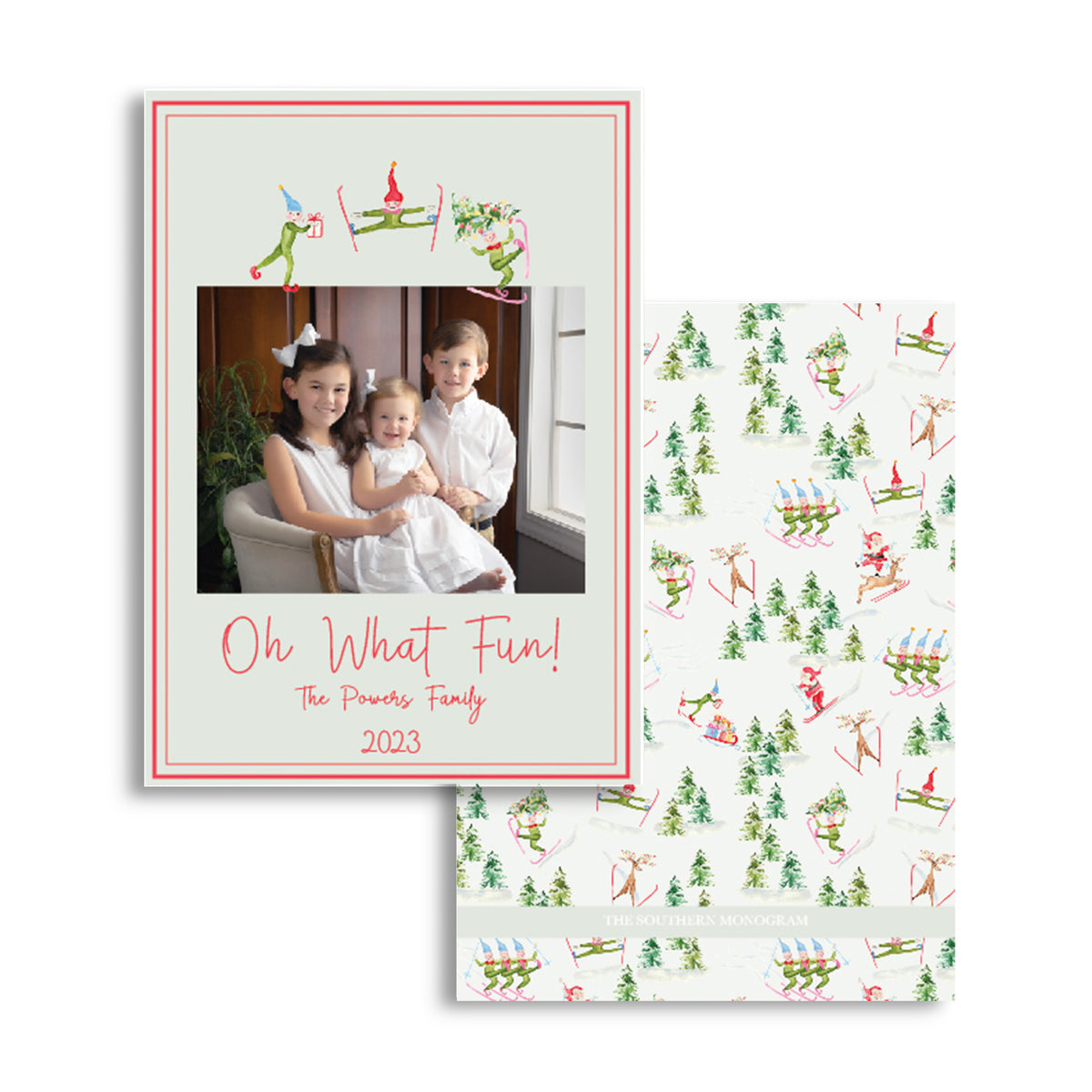 Elves Playing Holiday Card