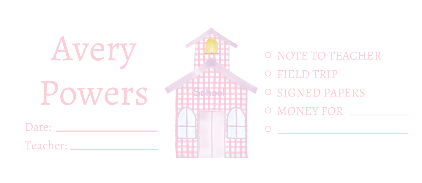 Pink Personalized School Envelopes