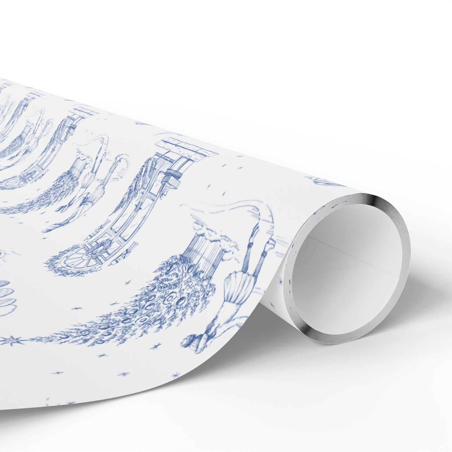 Blue Christmas Toile Wrapping Paper