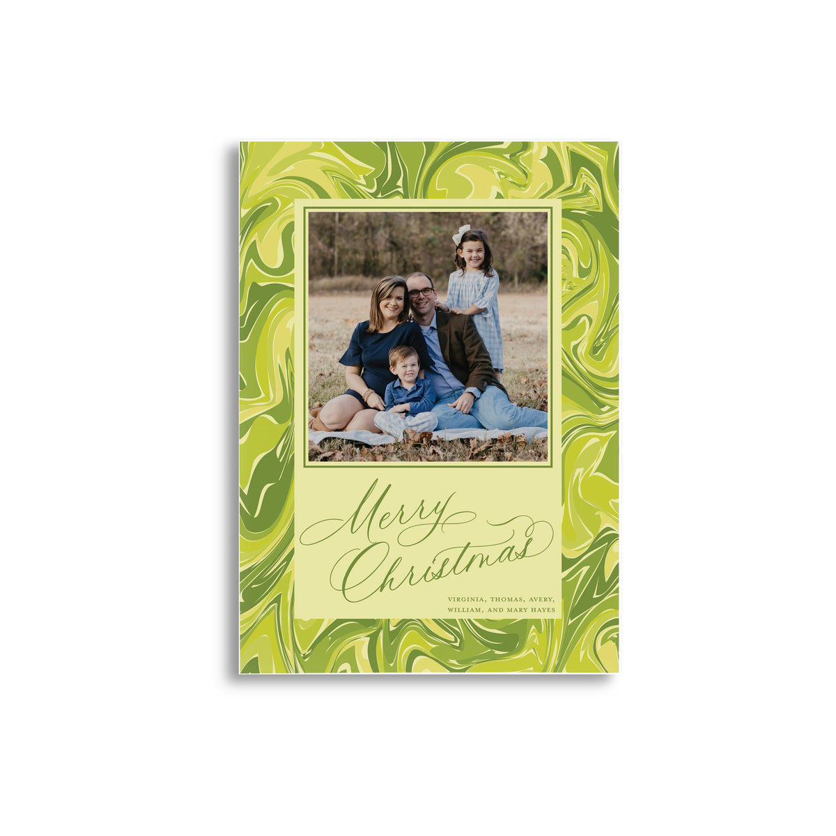 Lime Green Marble Holiday Card