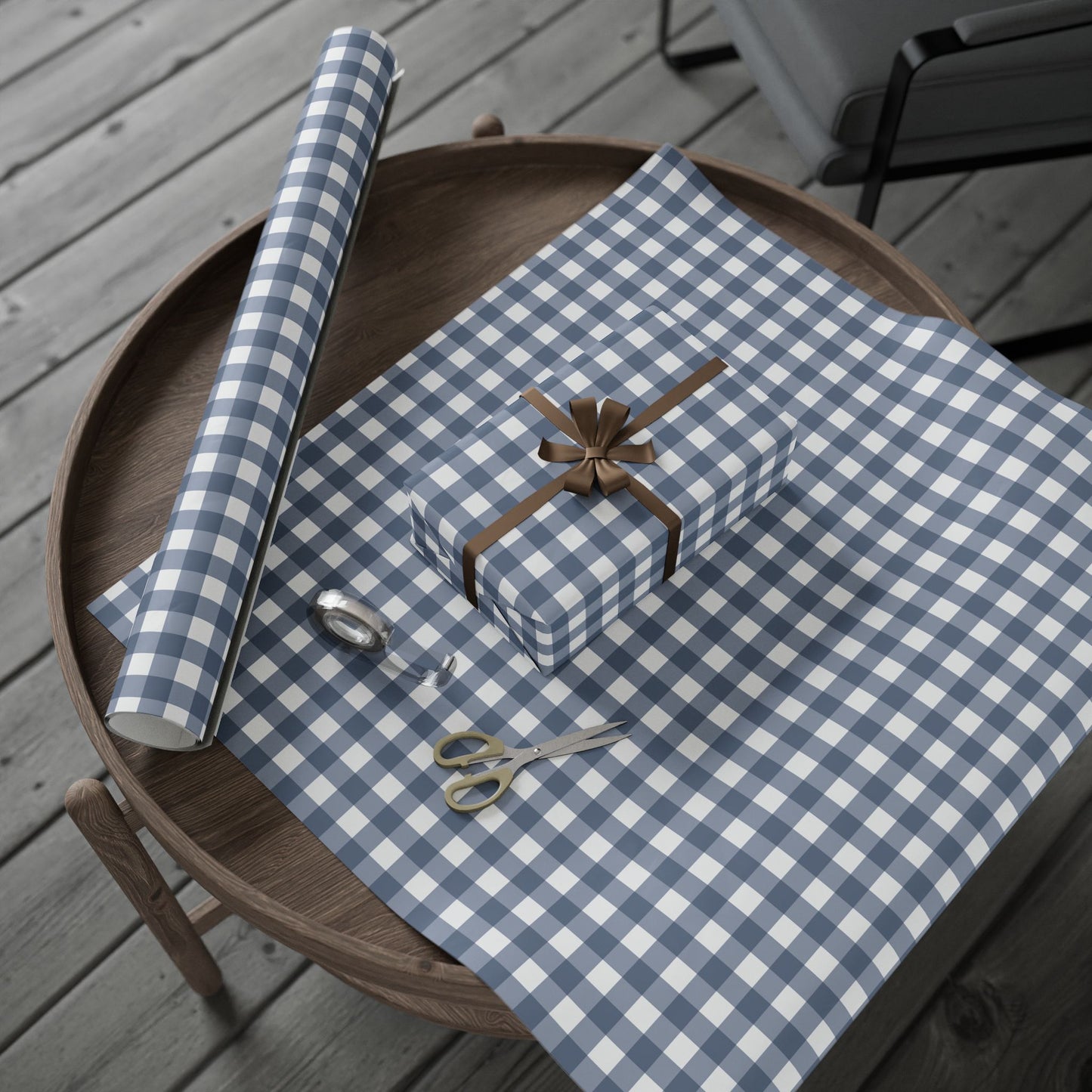 Blue Gingham Wrapping Paper