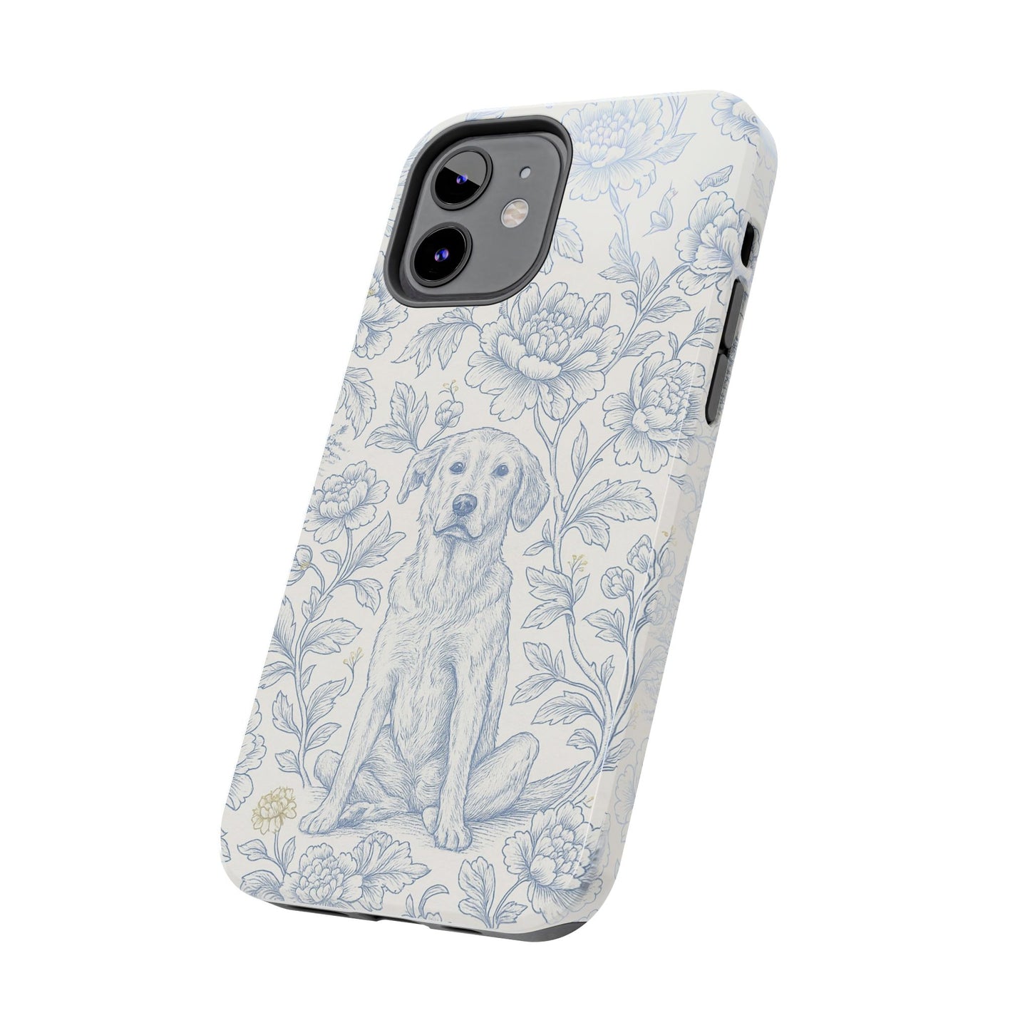 Phone Case - Custom Chinoiserie Dog Artwork in Blue and White