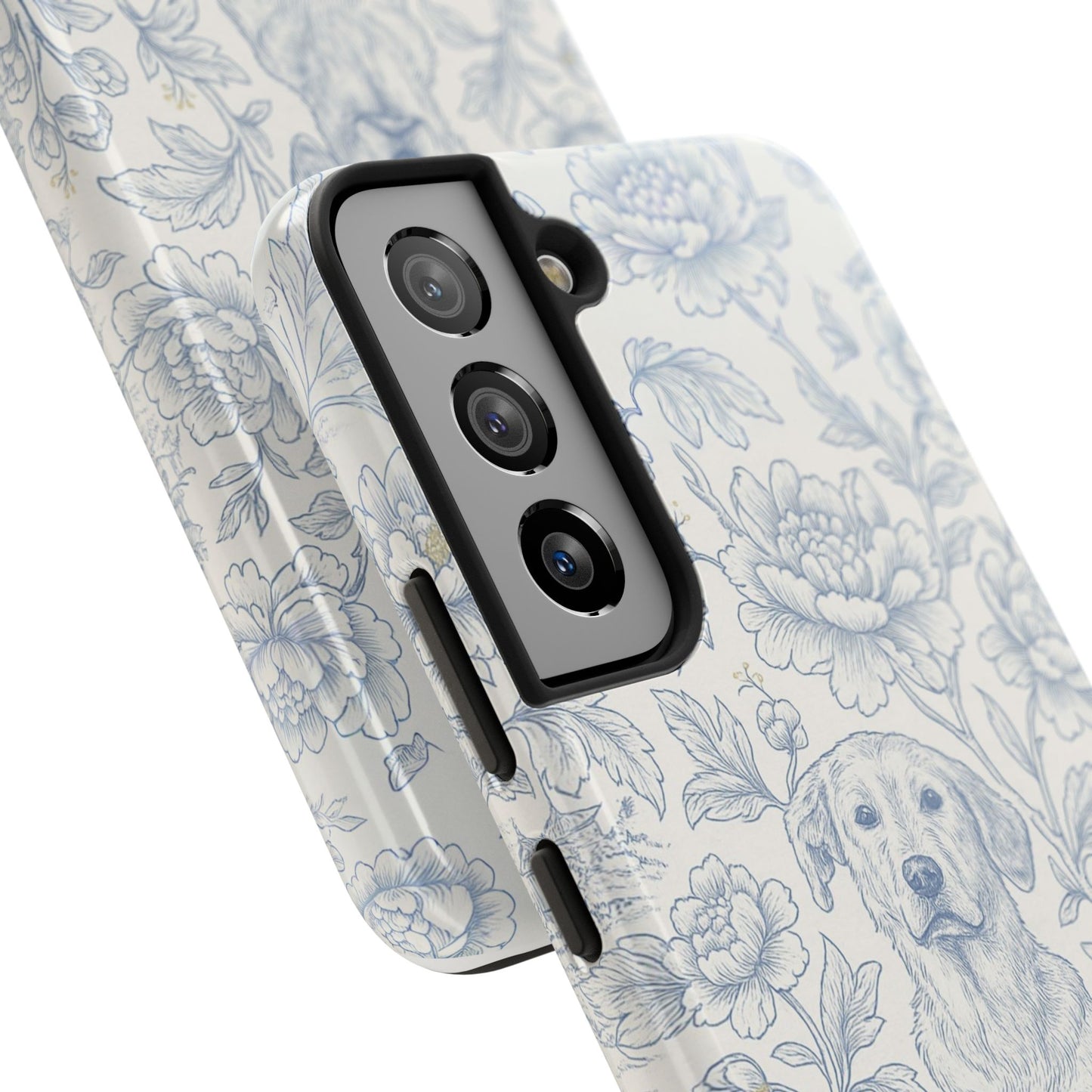 Phone Case - Custom Chinoiserie Dog Artwork in Blue and White
