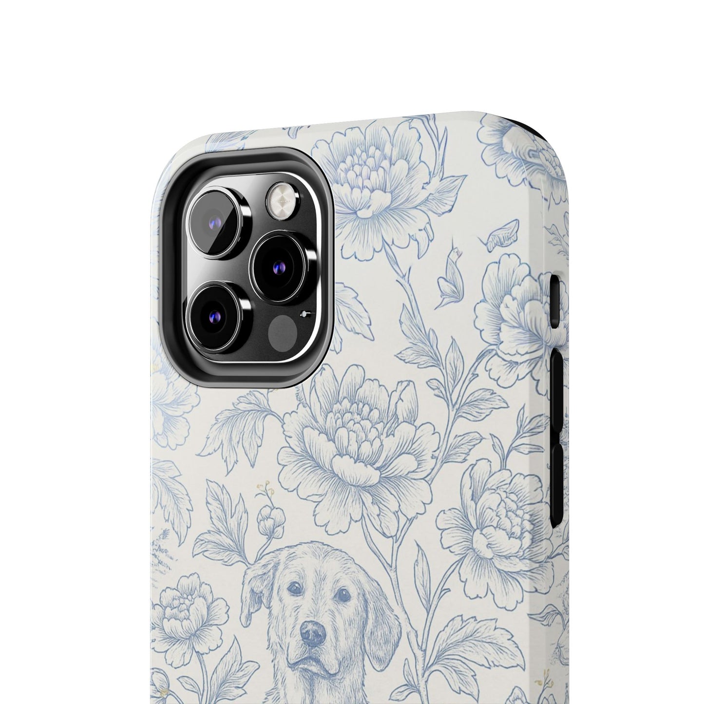 Phone Case - Custom Chinoiserie Dog Artwork in Blue and White