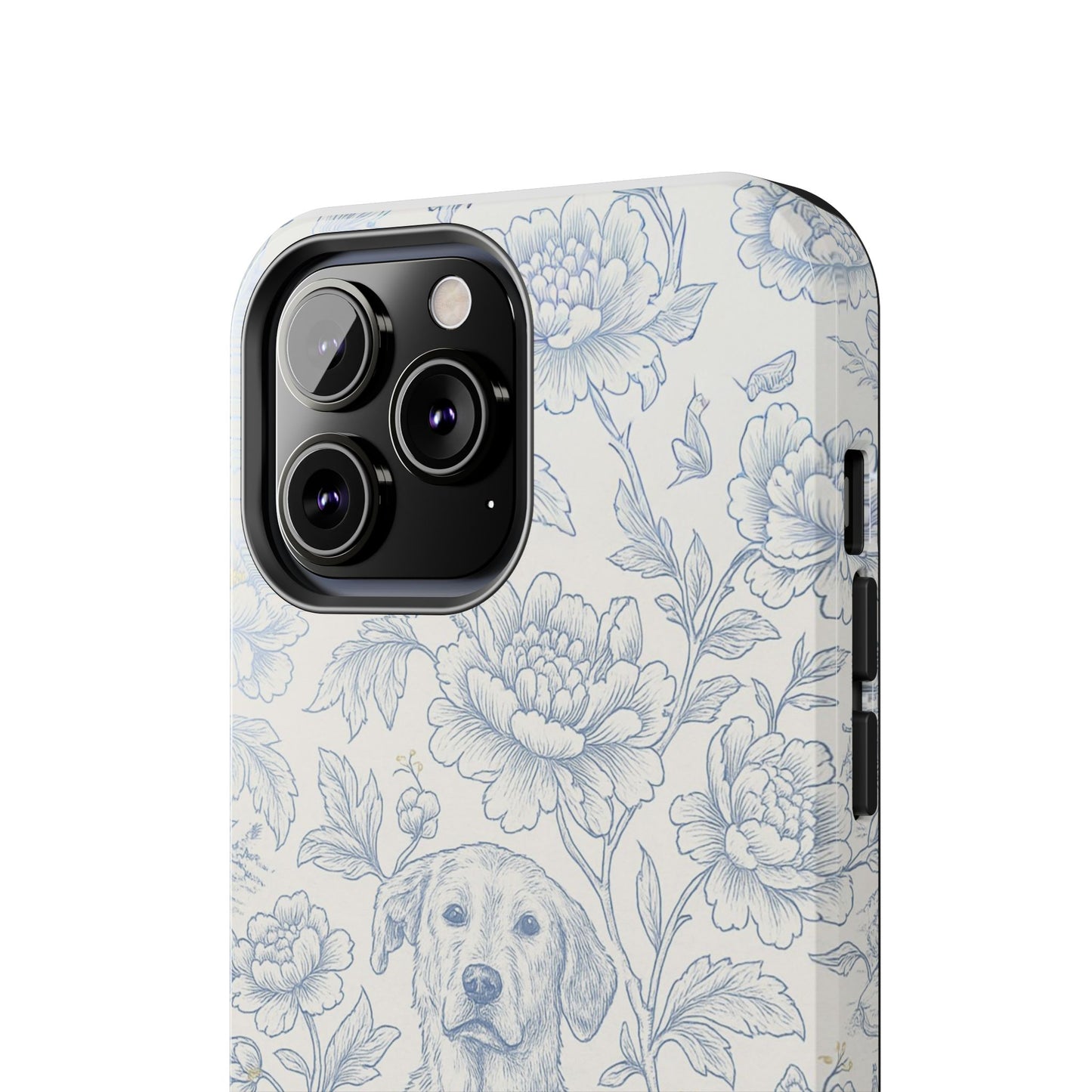 Phone Case - Custom Chinoiserie Dog Artwork in Blue and White