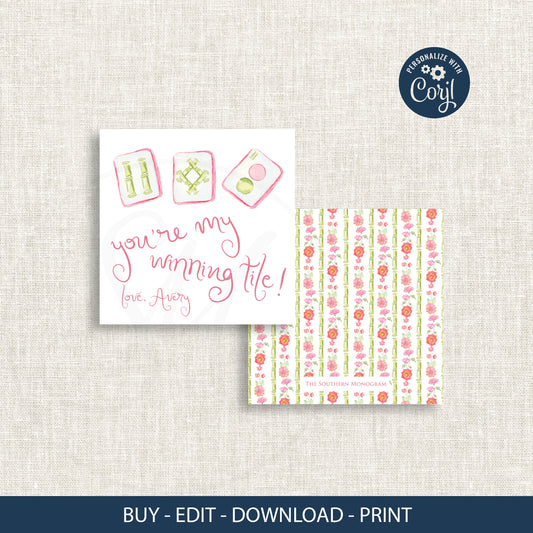 Mahjong Valentine 1 - PRINTABLE