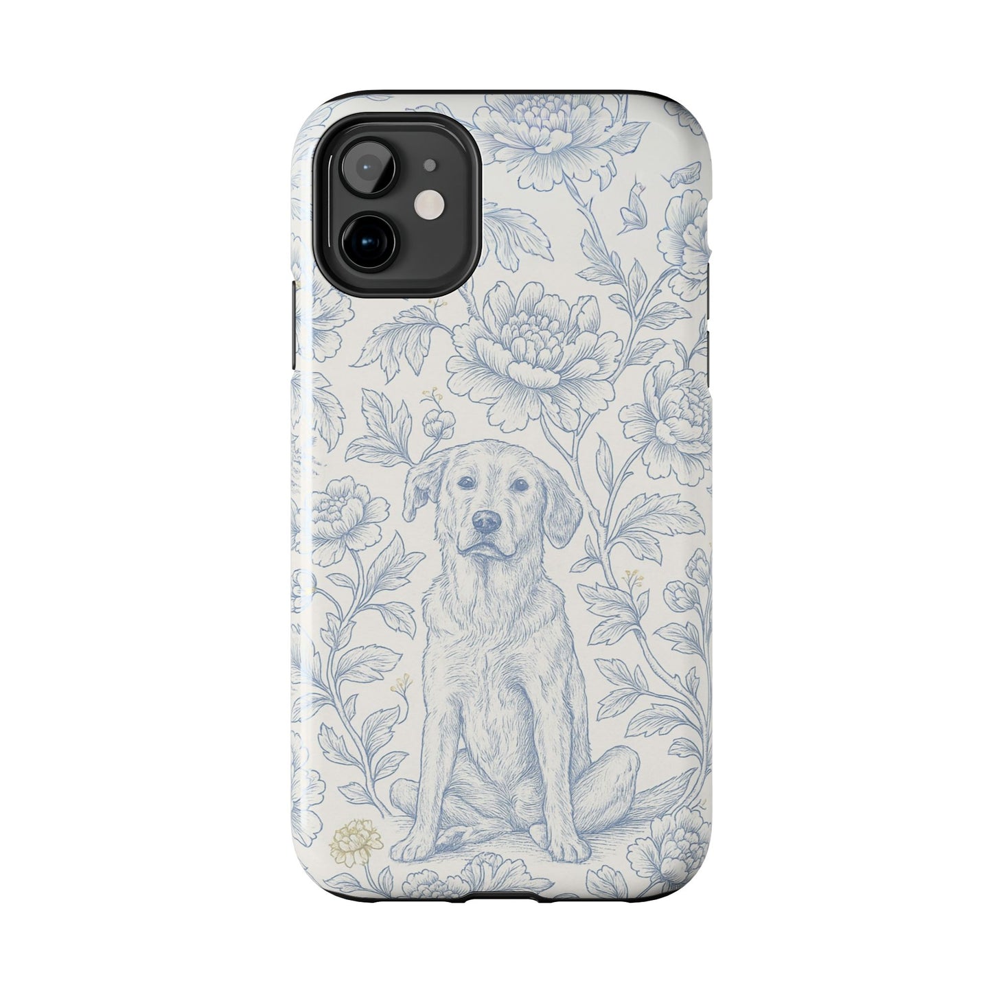 Phone Case - Custom Chinoiserie Dog Artwork in Blue and White