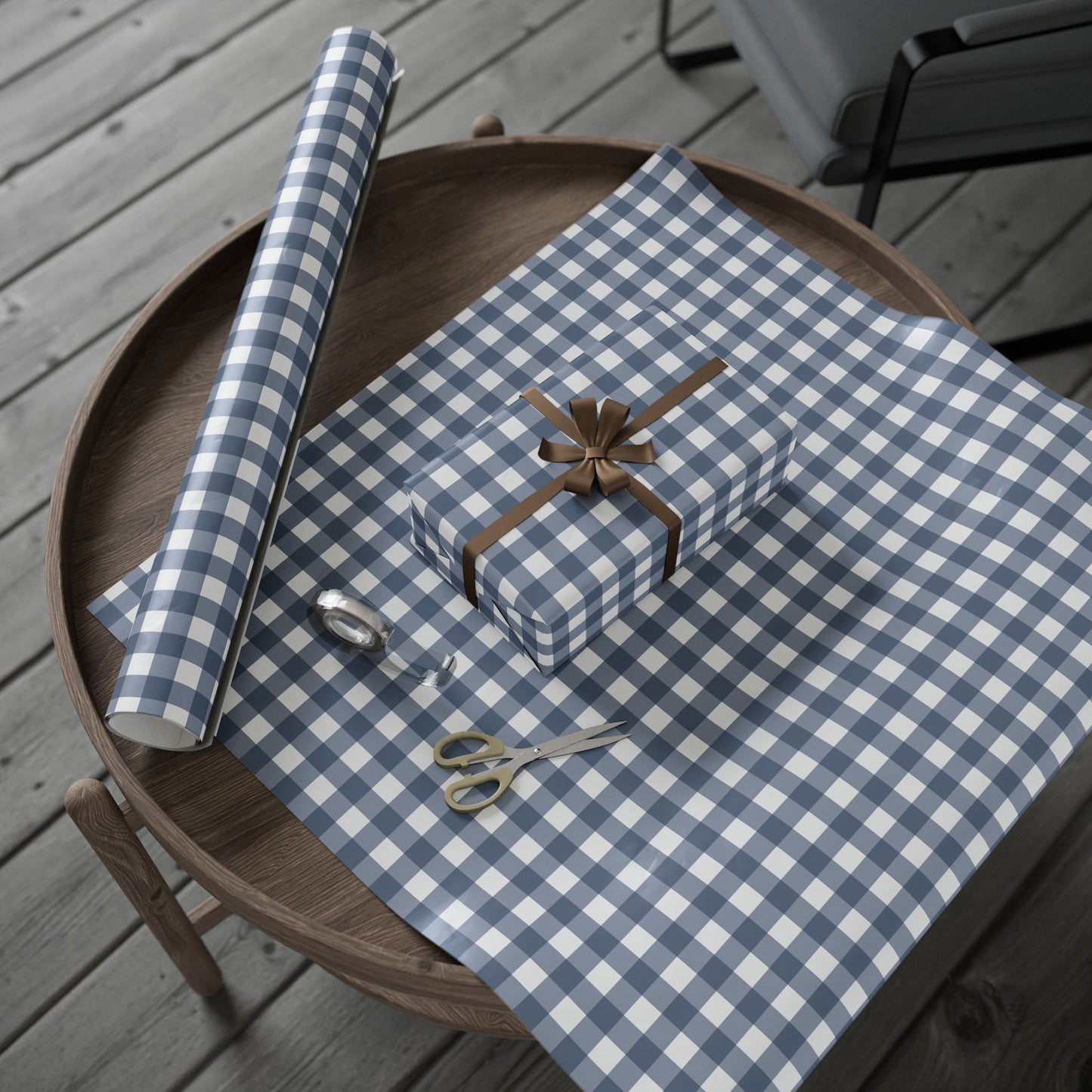 Blue Gingham Wrapping Paper