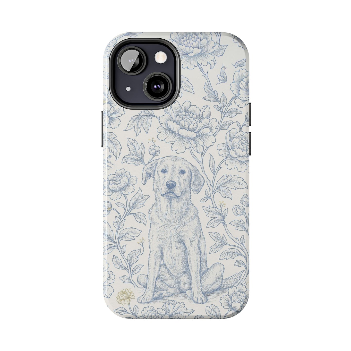Phone Case - Custom Chinoiserie Dog Artwork in Blue and White