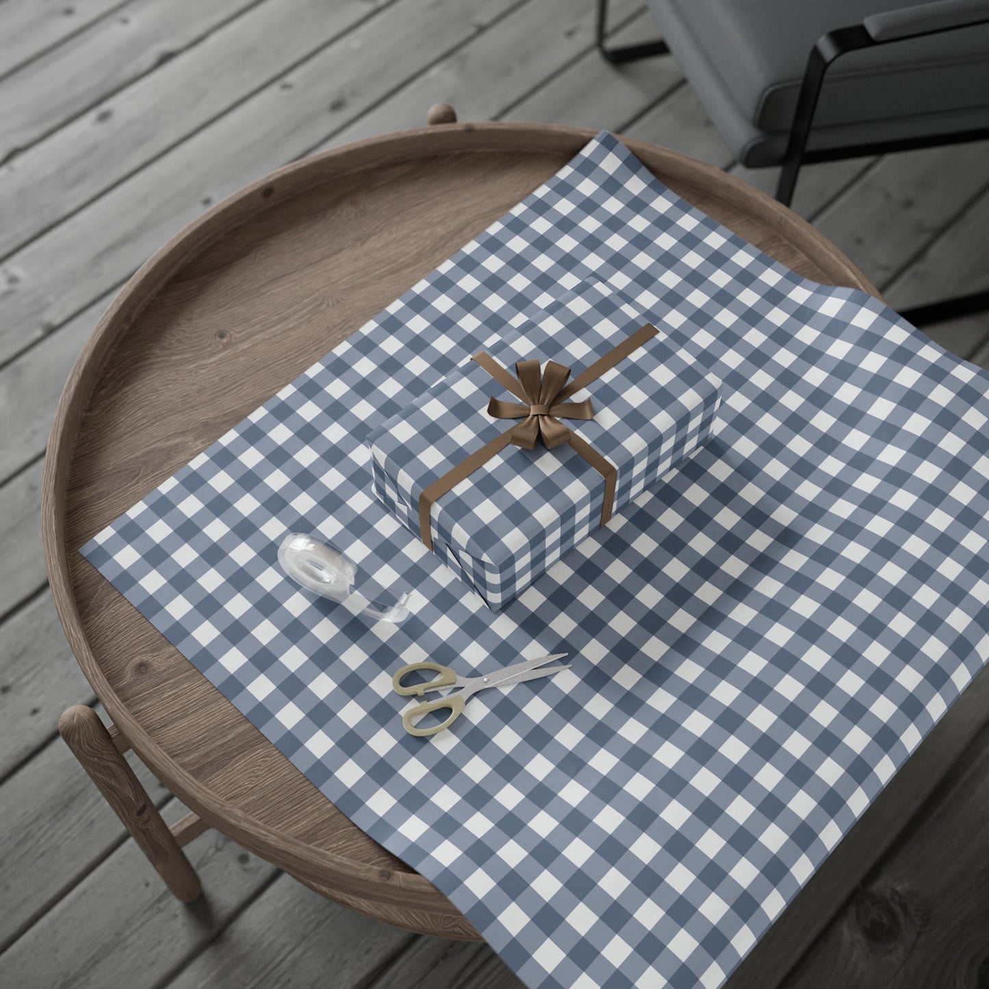 Blue Gingham Wrapping Paper