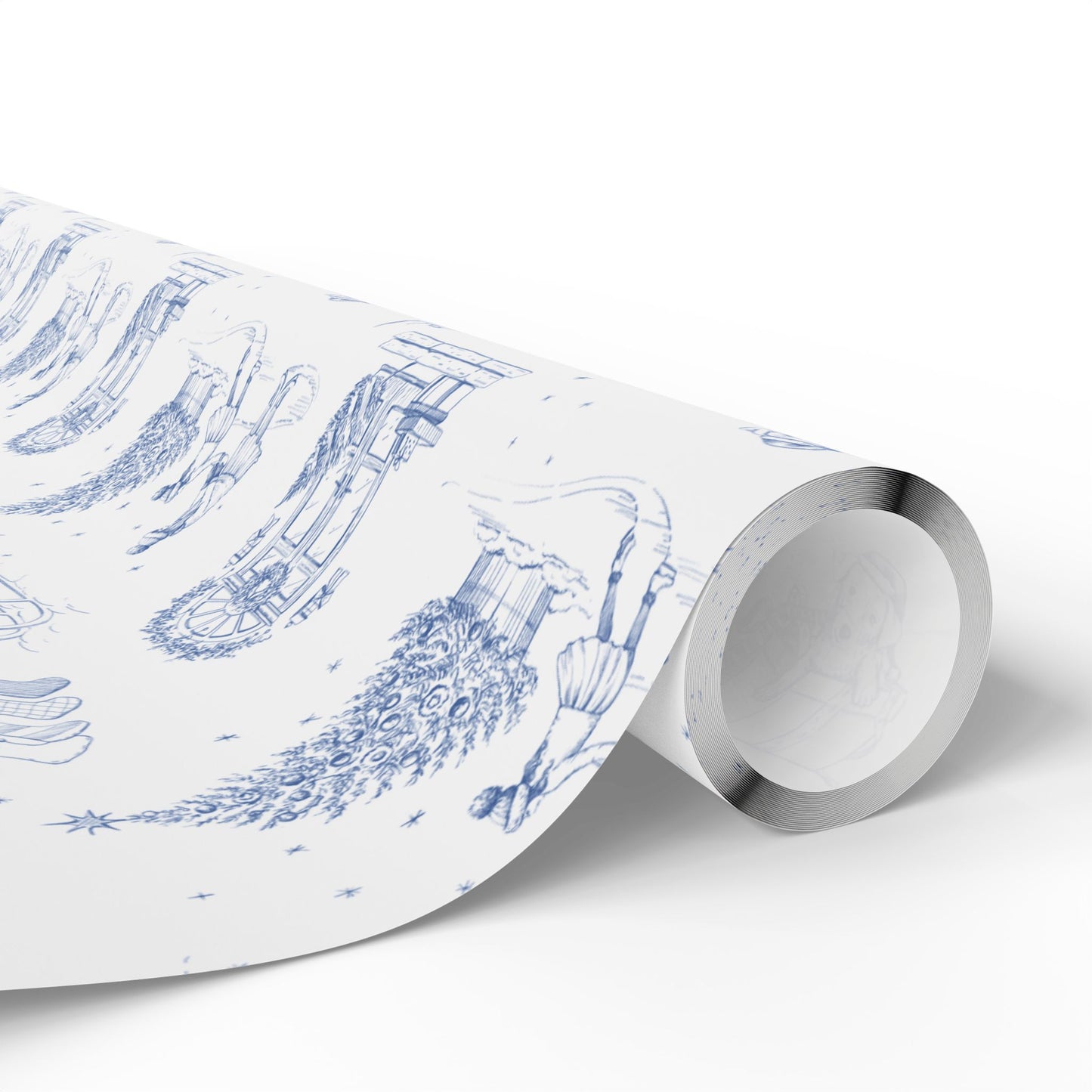 Blue Christmas Toile Wrapping Paper