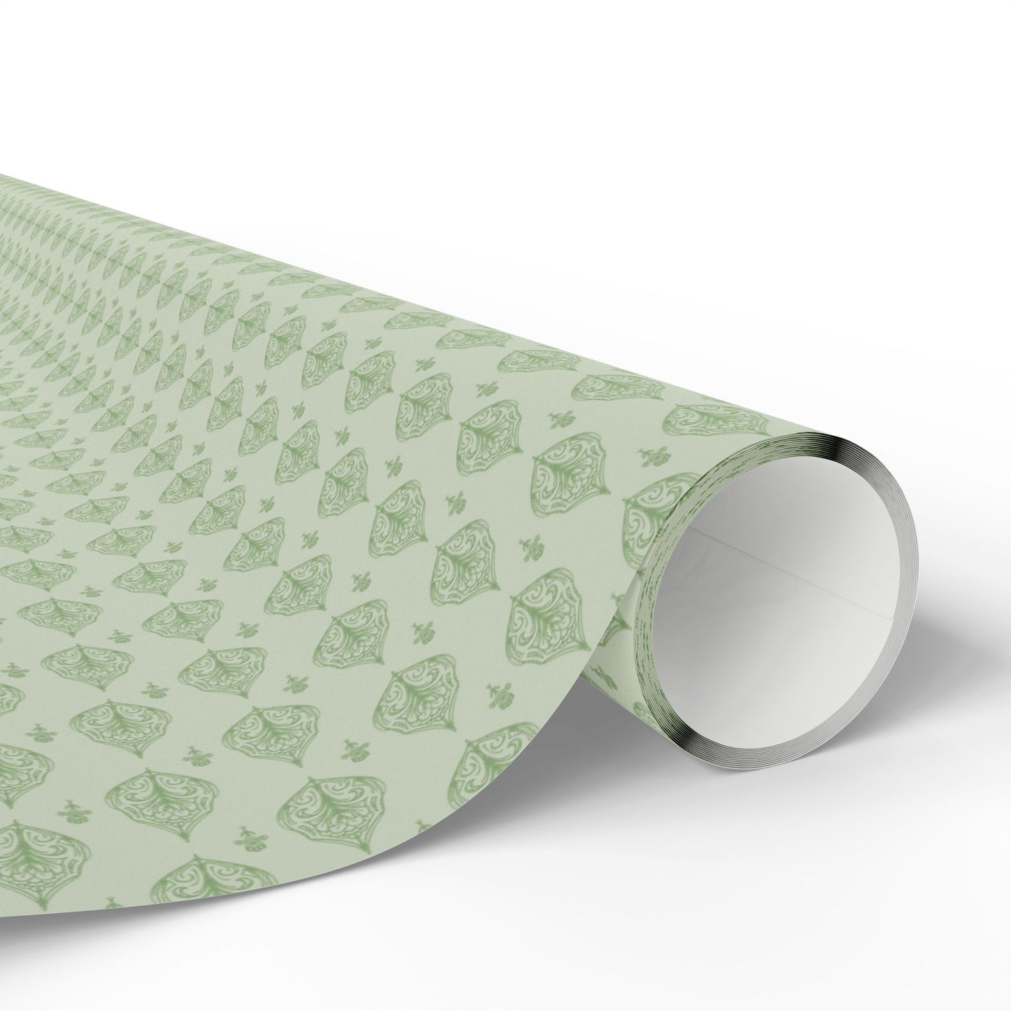 Green on Green Block Print Gift Wrap