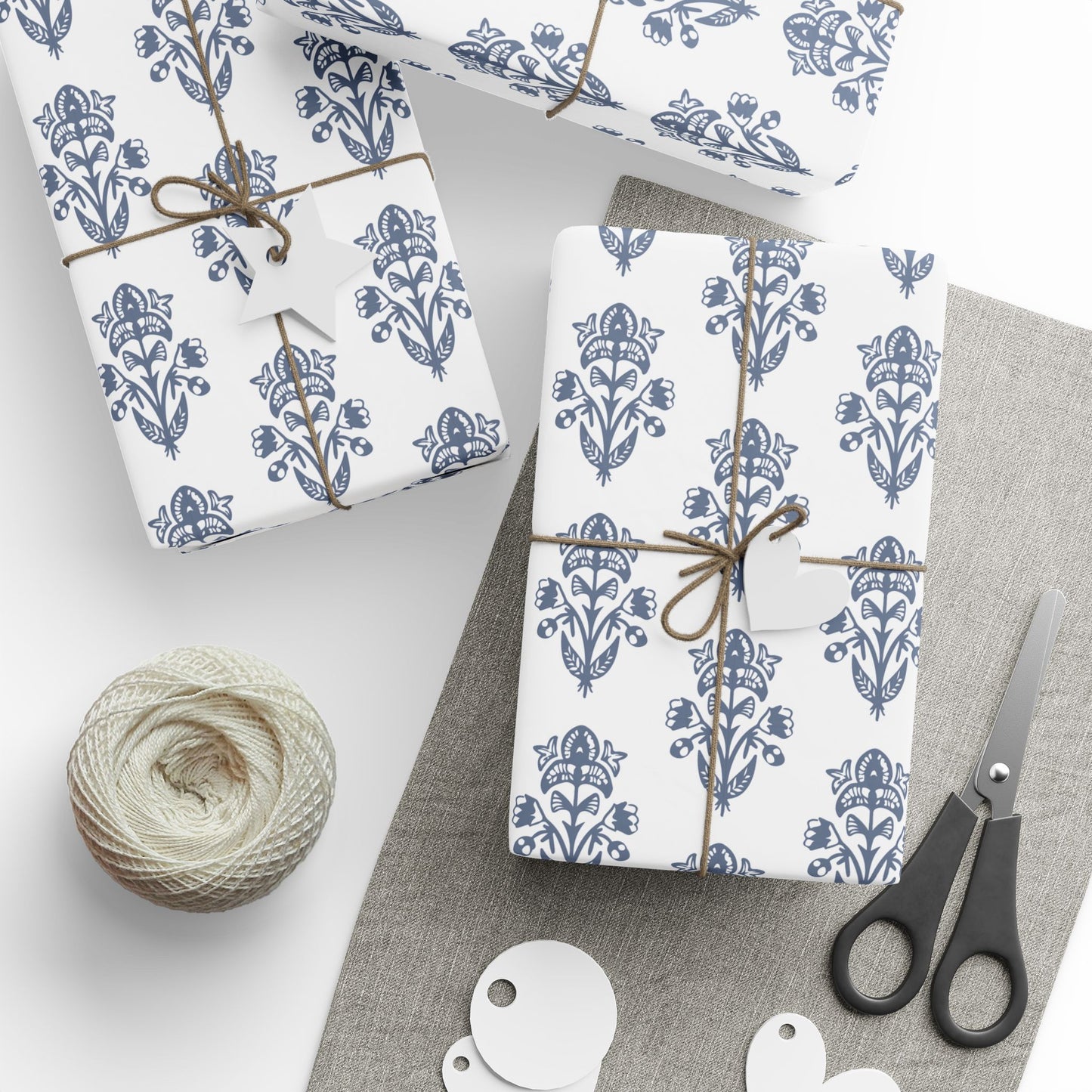 Blue Block Print Wrapping Paper