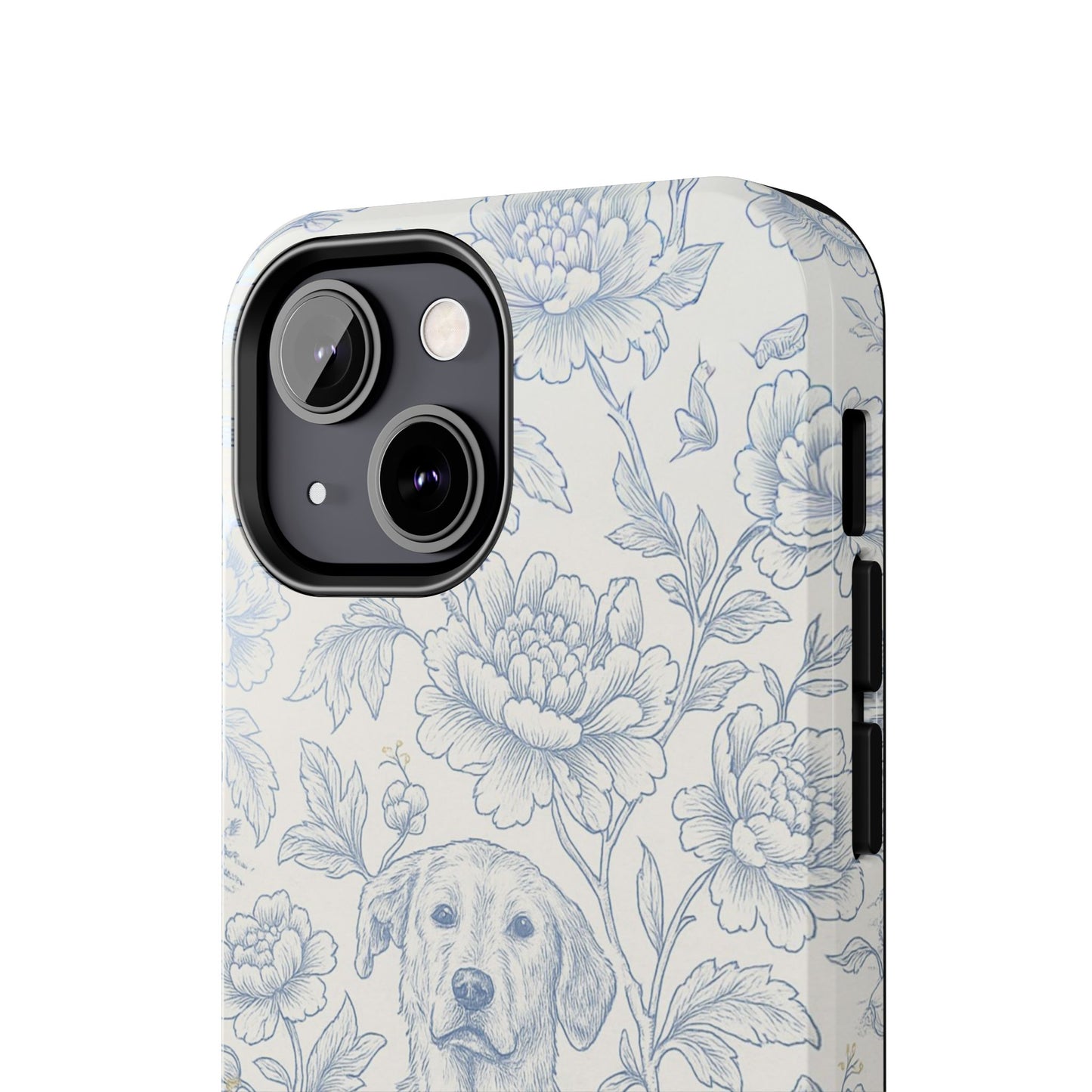 Phone Case - Custom Chinoiserie Dog Artwork in Blue and White